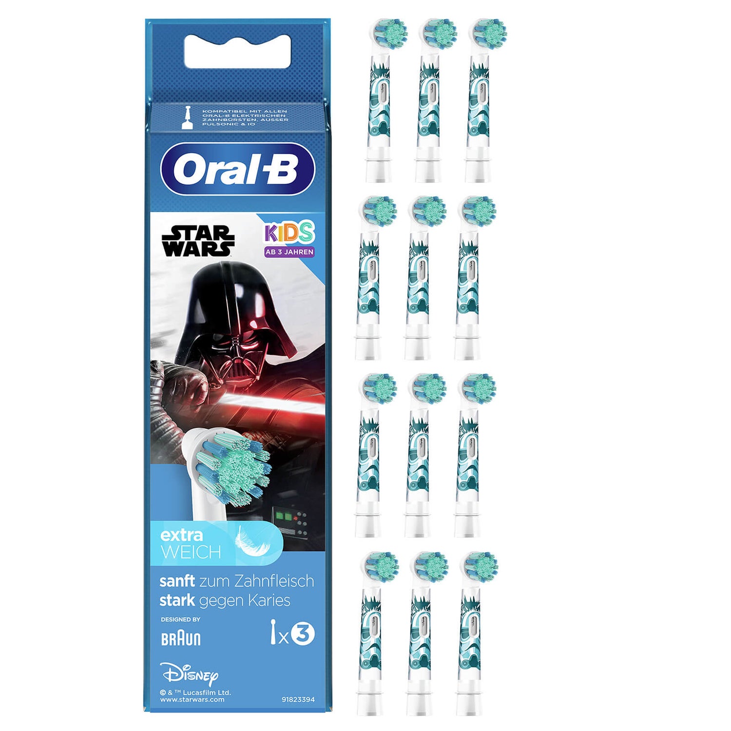 Oral-B Kids Aufsteckbürsten Star Wars, ab 3 Jahren, 4x3 Stück