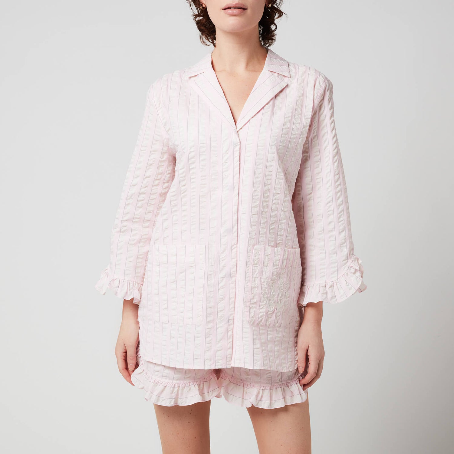 Ganni Women's Cotton Seersucker Pyjama Shirt - Cherry Blossom - EU34/UK6