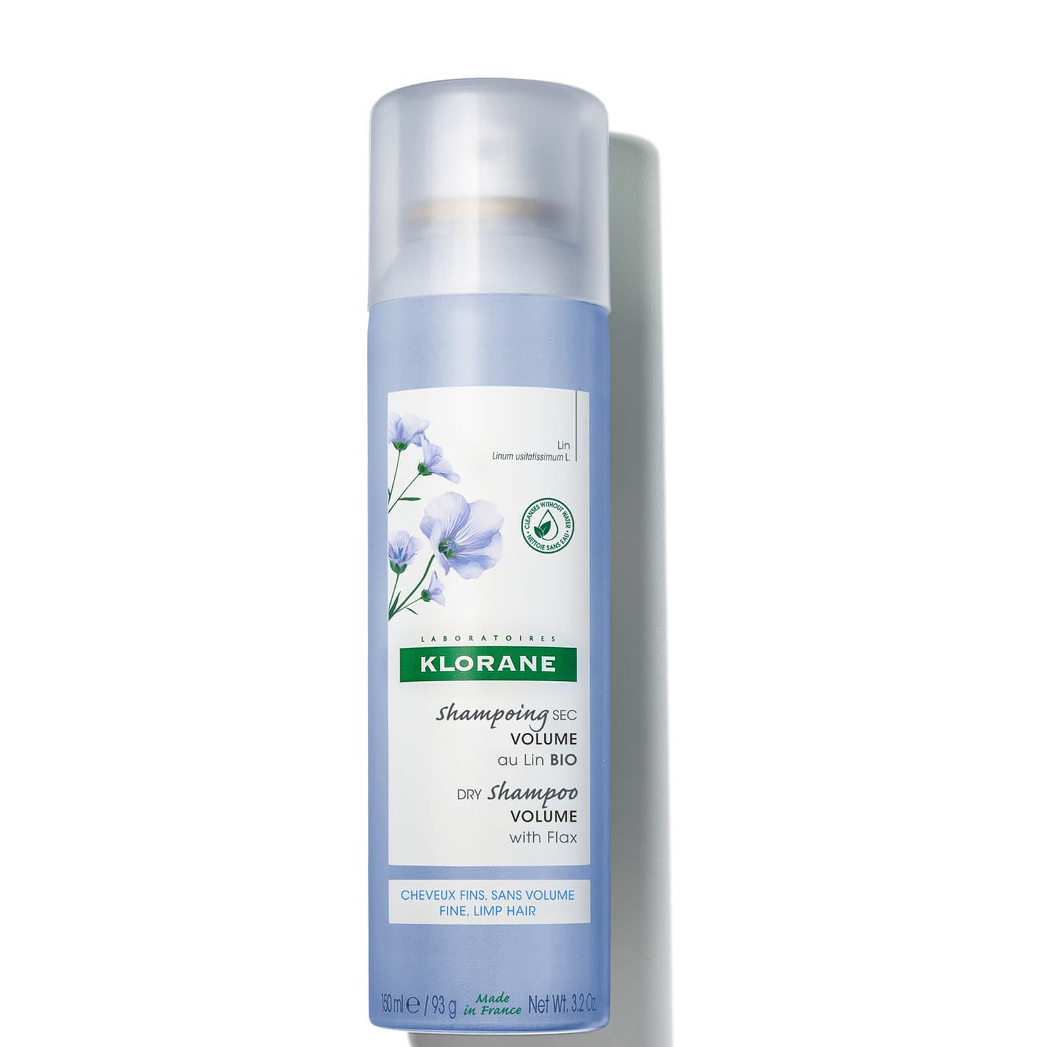 Klorane Volumising Dry Shampoo with Organic Flax Fibre for Fine, Limp Hair 150ml