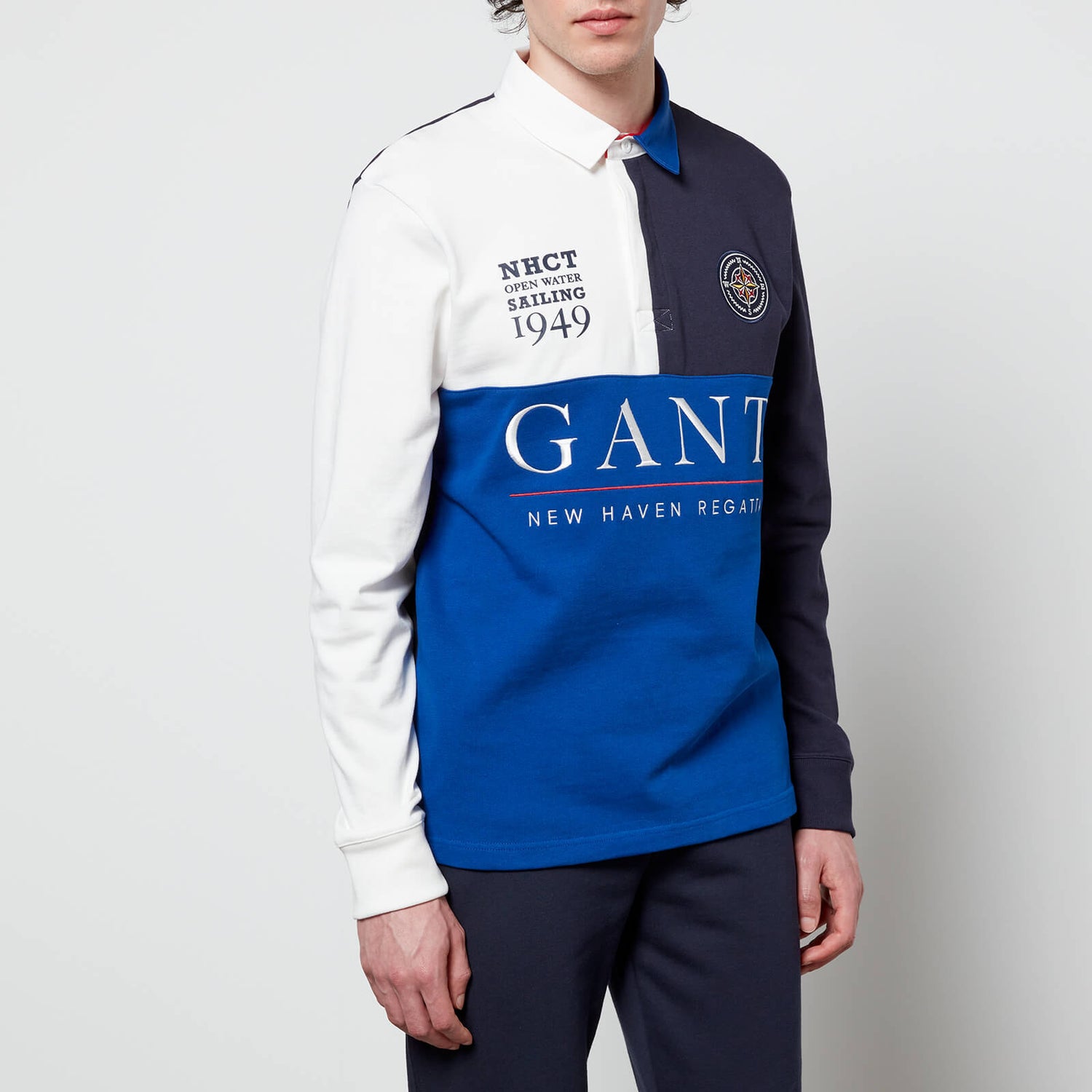 GANT Men's Sailing Heavy Rugger Long Sleeve Polo Shirt - College Blue