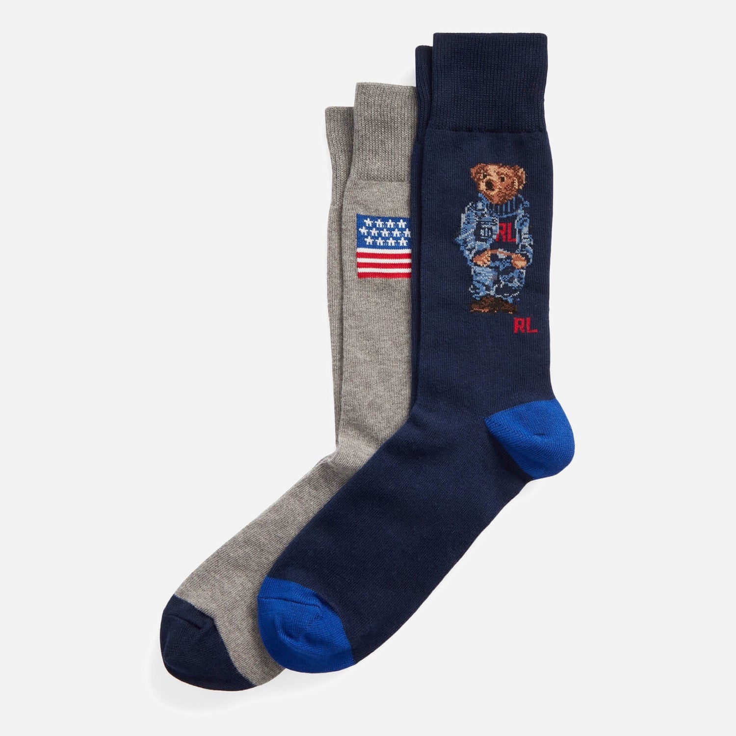 Polo Ralph Lauren Men's 2-Pack Bear Socks - Navy/Grey Bear