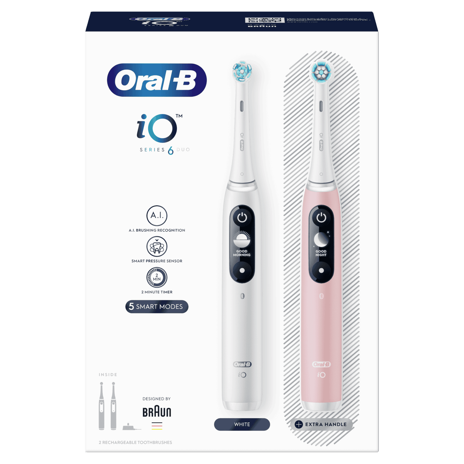 Oral B iO6 Series Duo Pack White/Pink Sand Extra Toothbrush