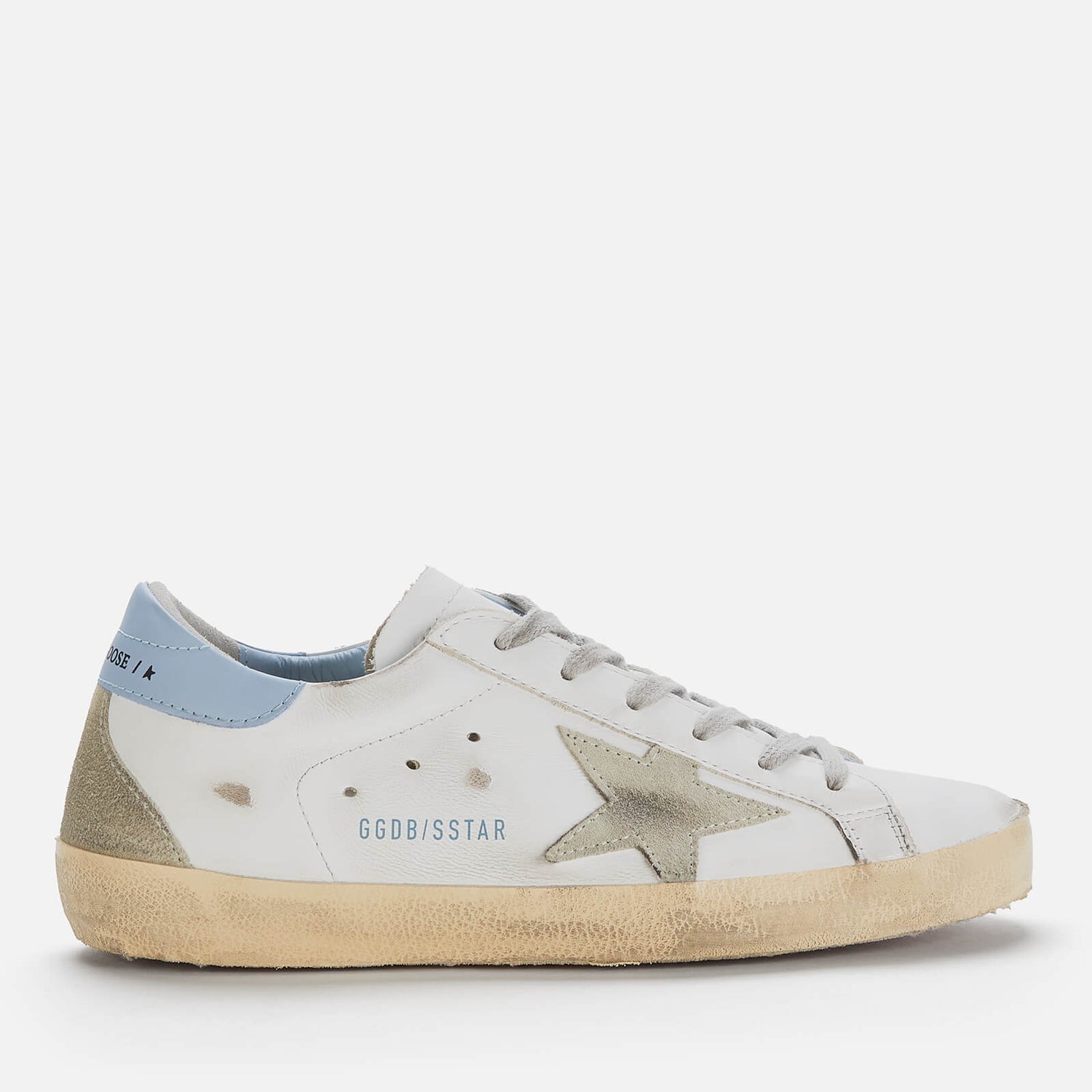 Golden Goose Women's Superstar Leather Trainers - White/Ice/Powder Blue - UK 8