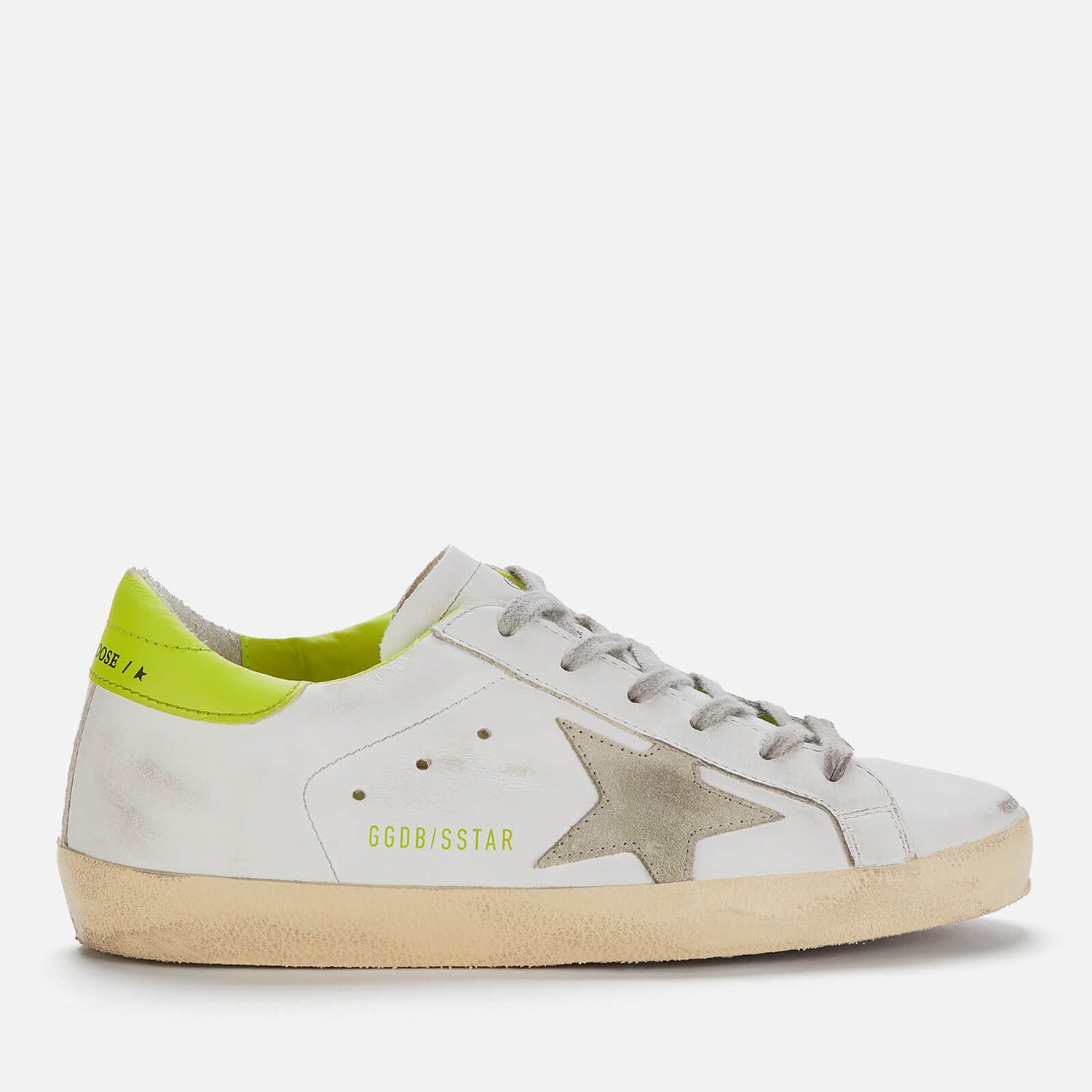Golden Goose Women's Superstar Leather Trainers - White/Ice/Lime Green - UK 7