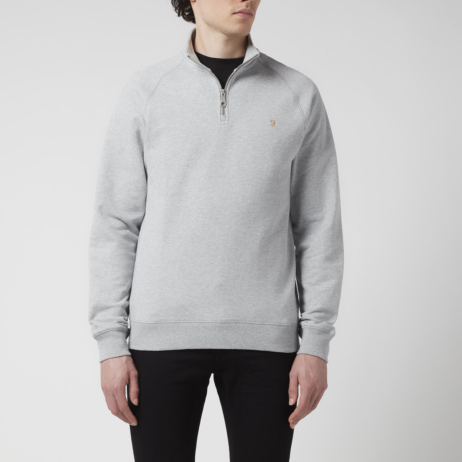 Farah Men's Jim Quarter Zip Sweatshirt - Light Grey Marl - XL