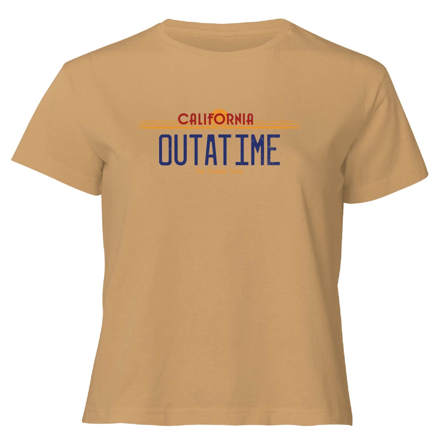Back to the Future Outatime Plate Women's Cropped T-Shirt - Tan