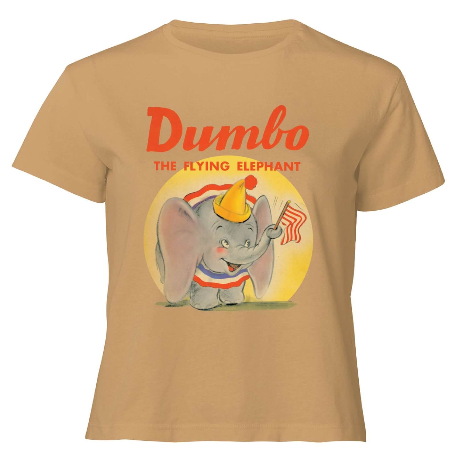 Dumbo Flying Elephant Women's Cropped T-Shirt - Tan