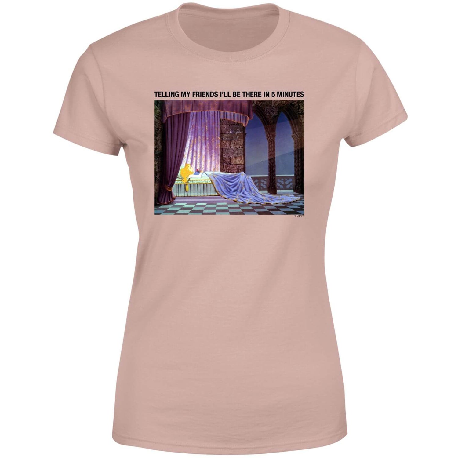 Camiseta para mujer La bella durmiente I'll Be There In Five de Disney - Rosa empolvado