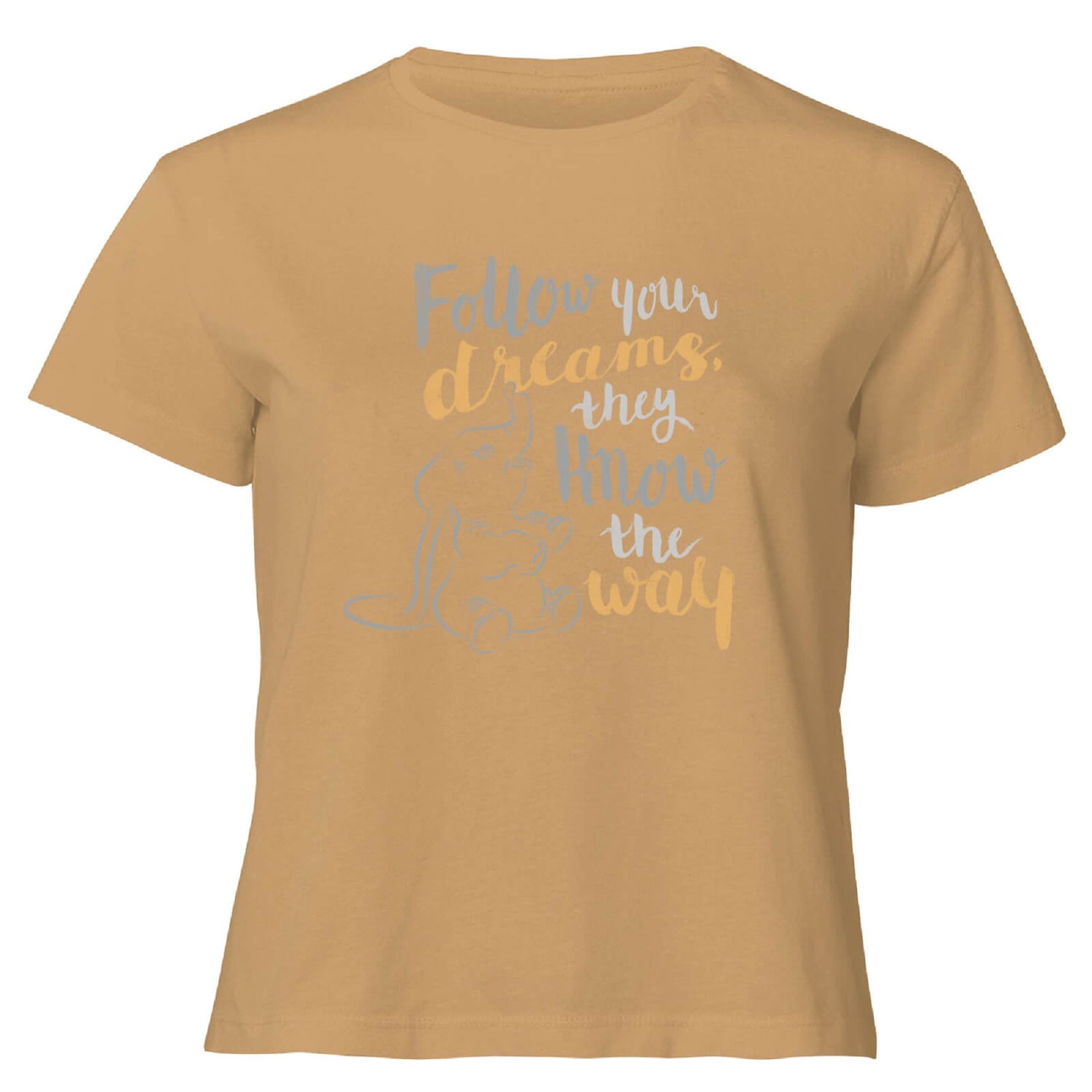 Dumbo Follow Your Dreams Women's Cropped T-Shirt - Tan