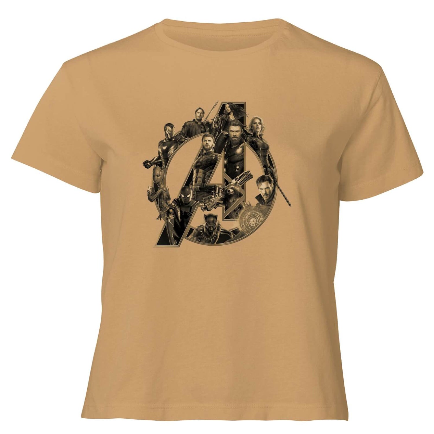 Marvel Avengers Logo Women's Cropped T-Shirt - Tan