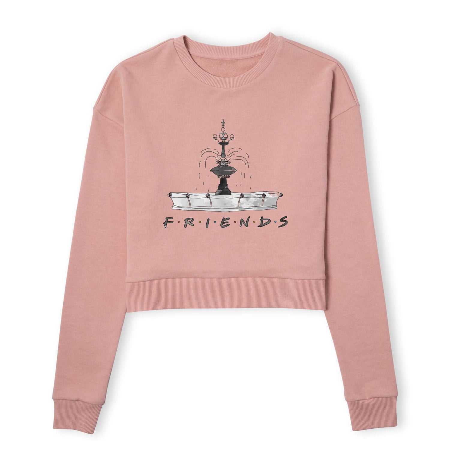 Friends Fountain Sketch Women's Cropped Sweatshirt - Dusty Pink