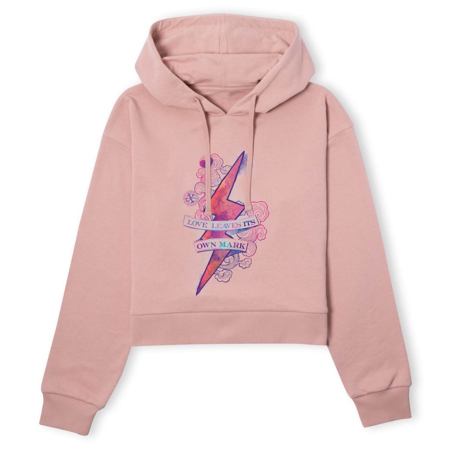 Harry Potter Love Leaves Its Own Mark Women's Cropped Hoodie - Dusty Pink