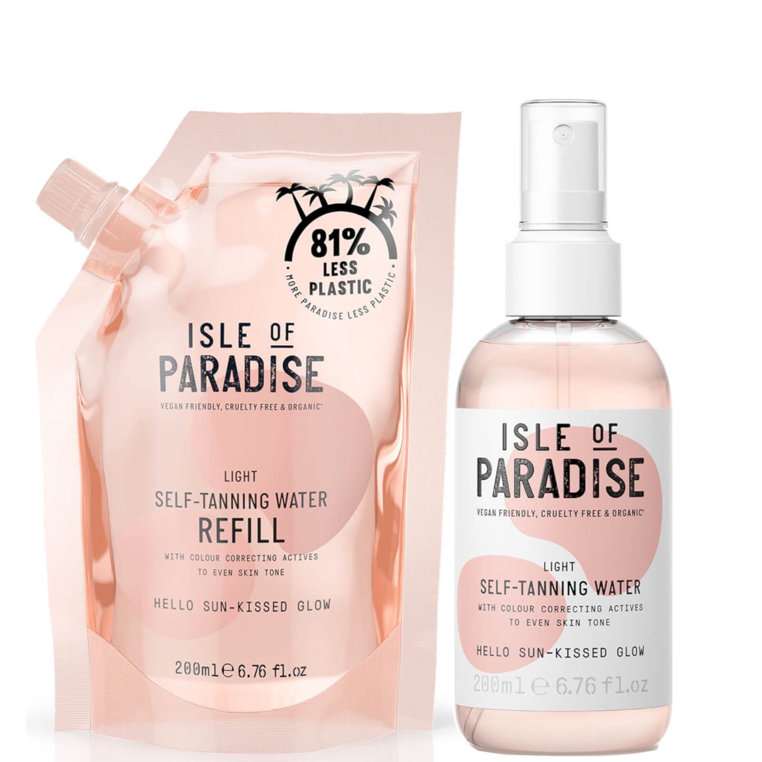 Isle of Paradise Light Self-Tanning Water and Refill Bundle