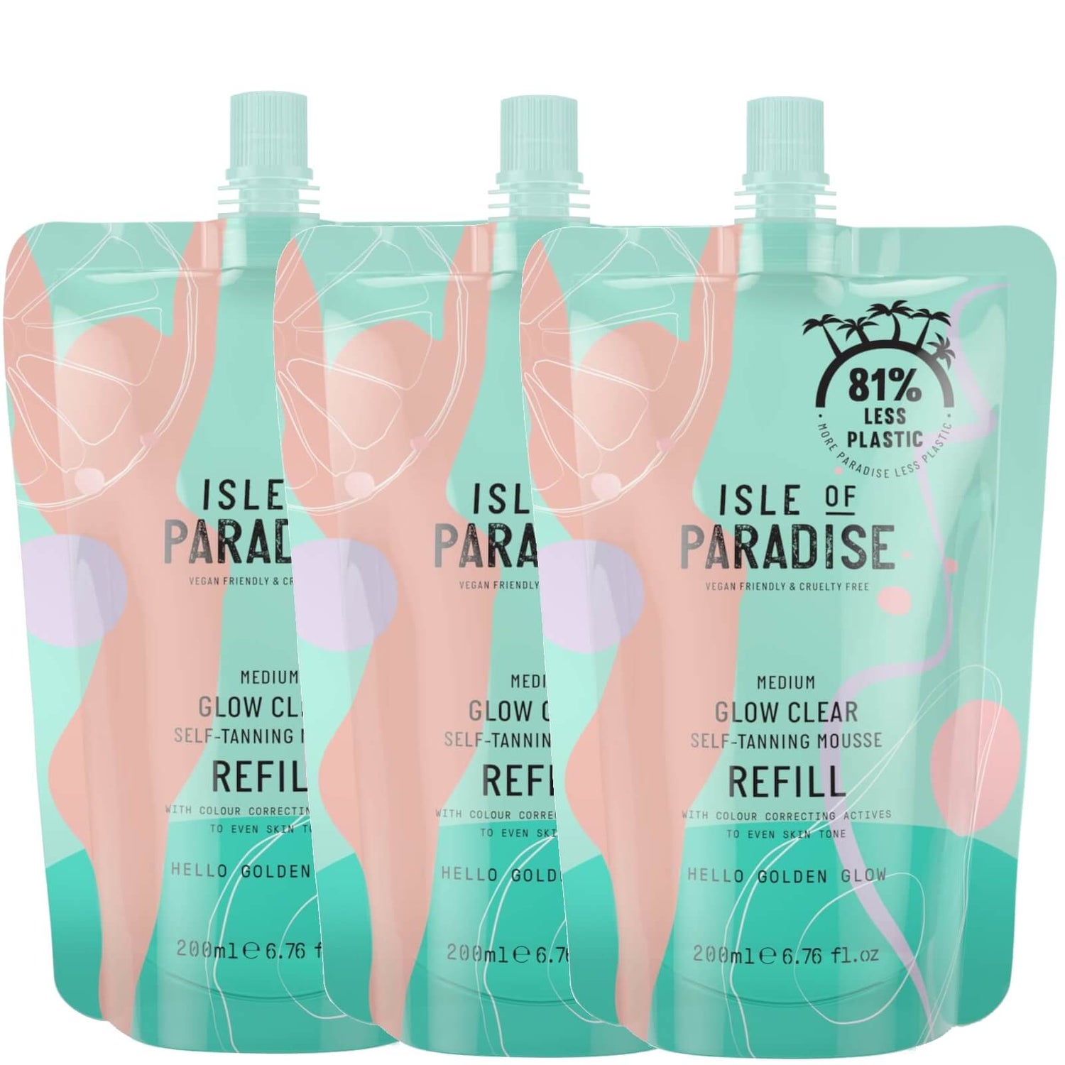 Isle of Paradise Medium Glow Clear Mousse Refill Trio (Worth £47.85)