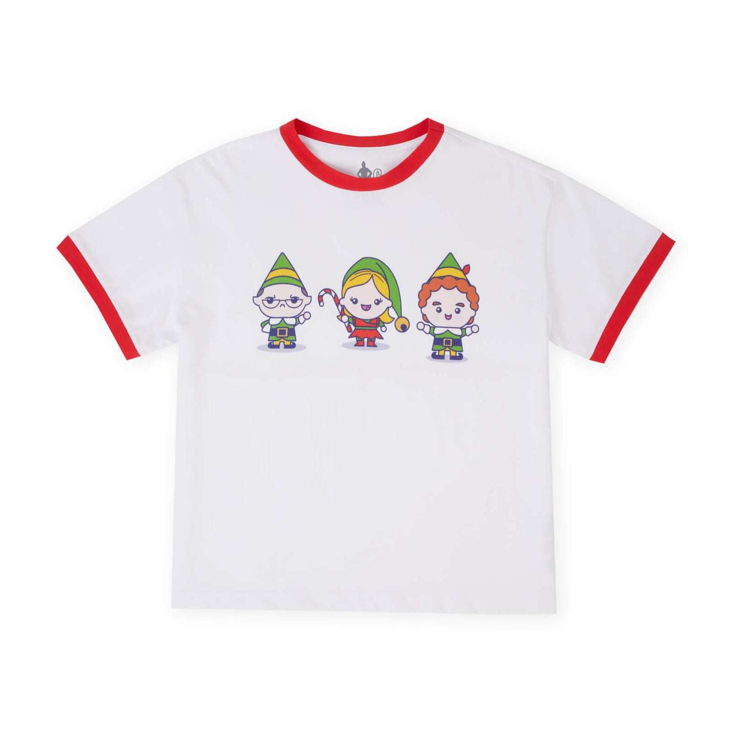 Elf Icon Women's Cropped Ringer T-Shirt - White Red