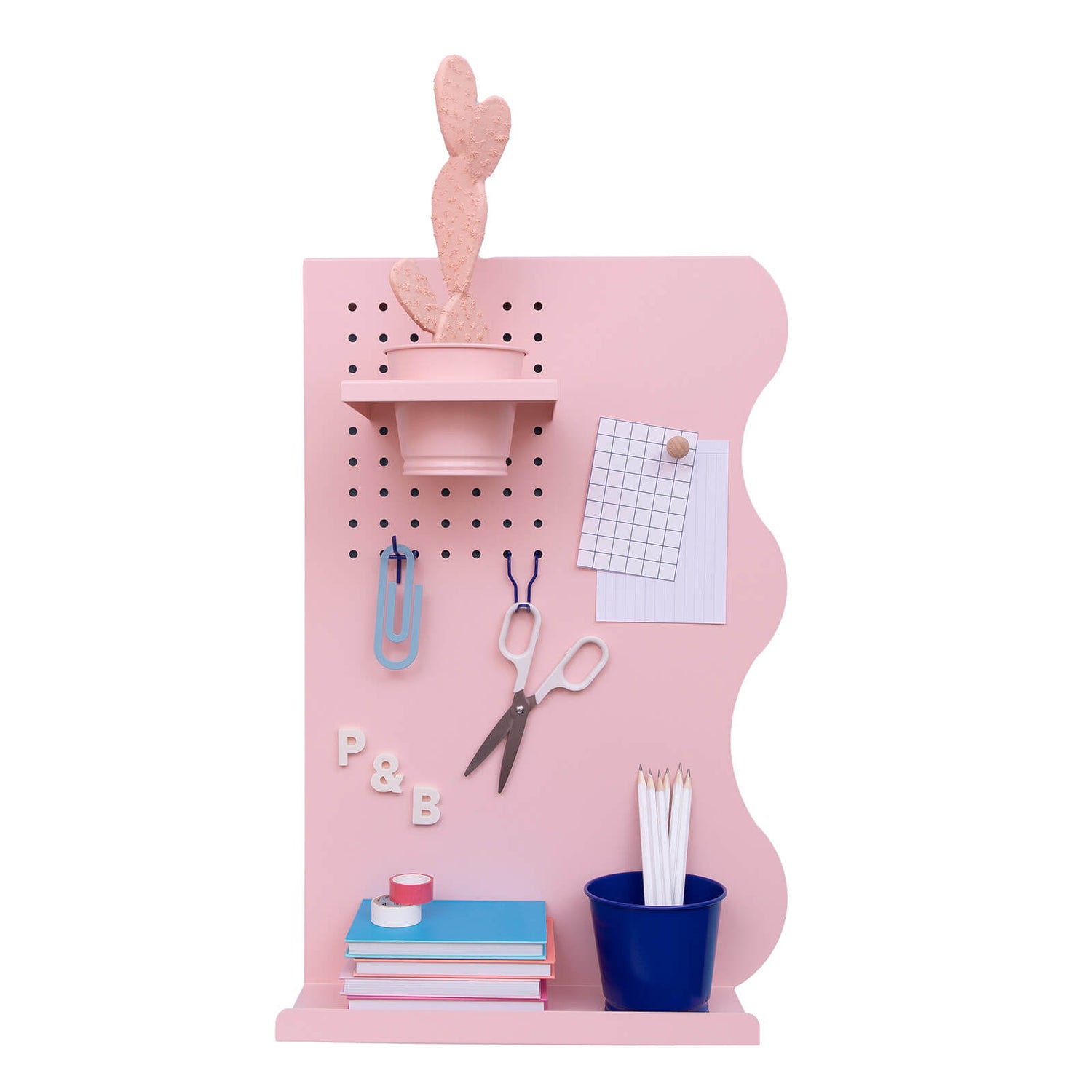 Peg & Board Vertical Memo Board & Pot - Blush Pink
