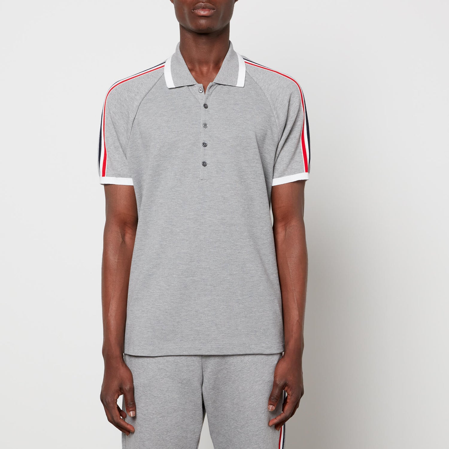 Thom Browne Men's Raglan Sleeve Polo Shirt - Light Grey - 2/M
