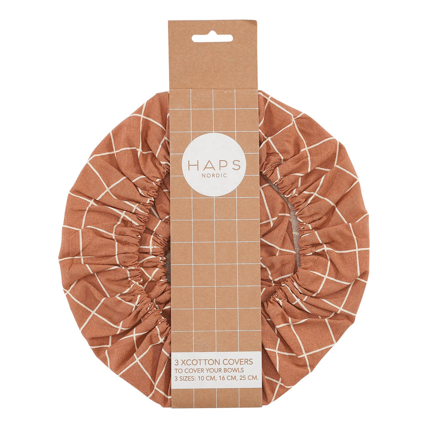 Haps Nordic Sustainable Cotton Food Covers - Terracotta Check