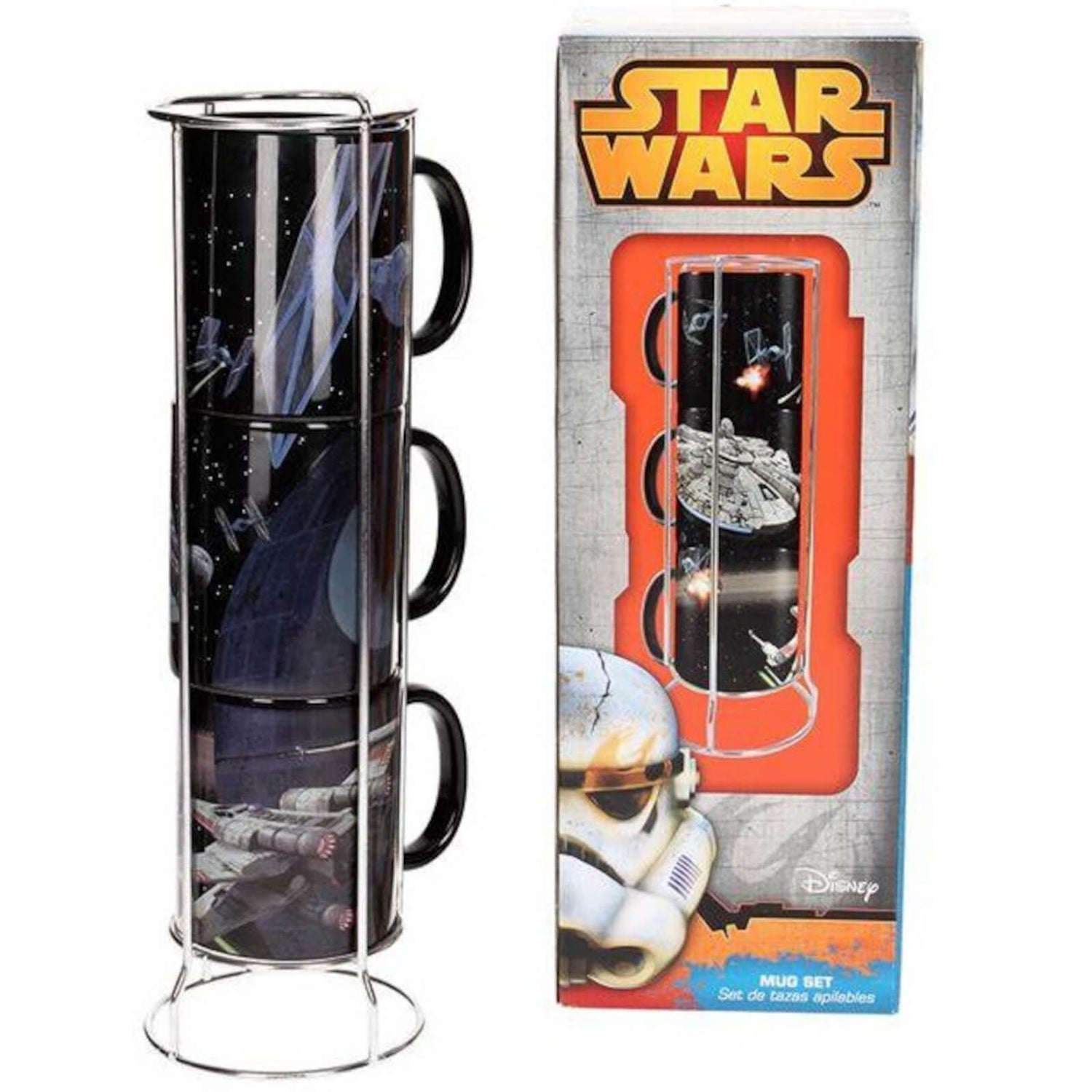 Star Wars Home Stackable 3pc Ceramic Mugs Battle Star Falcon Set