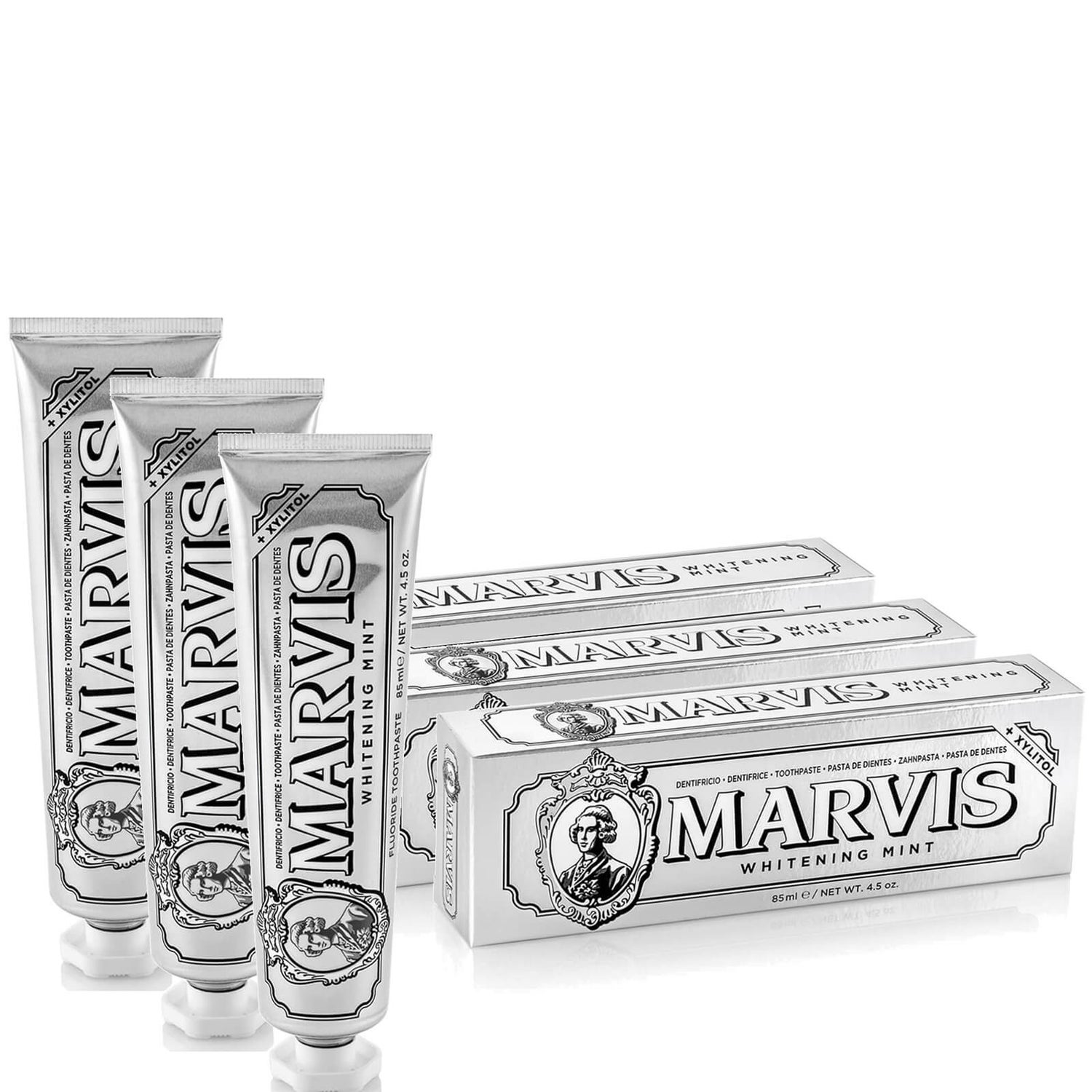 Trio de dentifrices à la menthe blanchissants Marvis