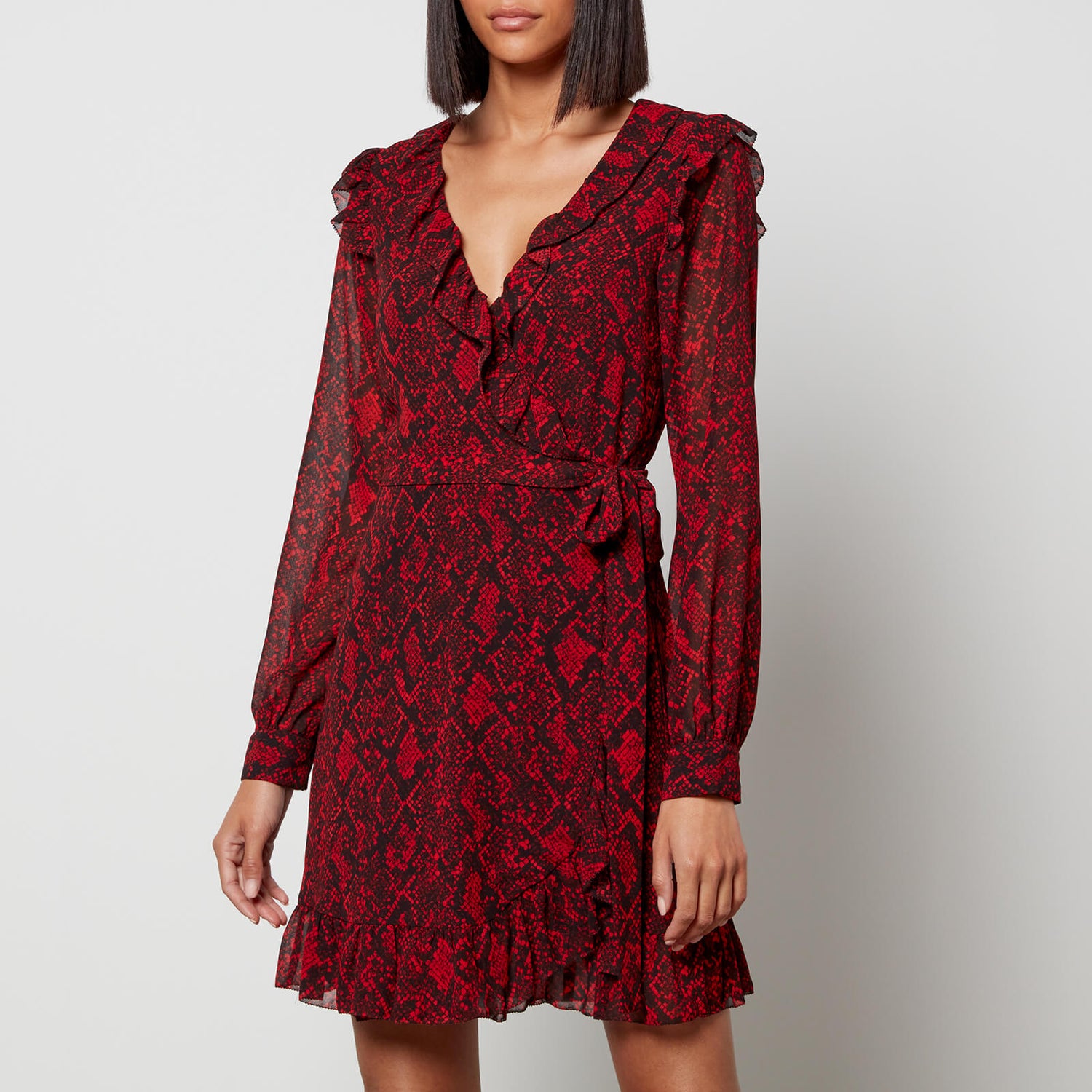 MICHAEL Michael Kors Women's Soft Python Rfl Wrap Dress - Crimson - S