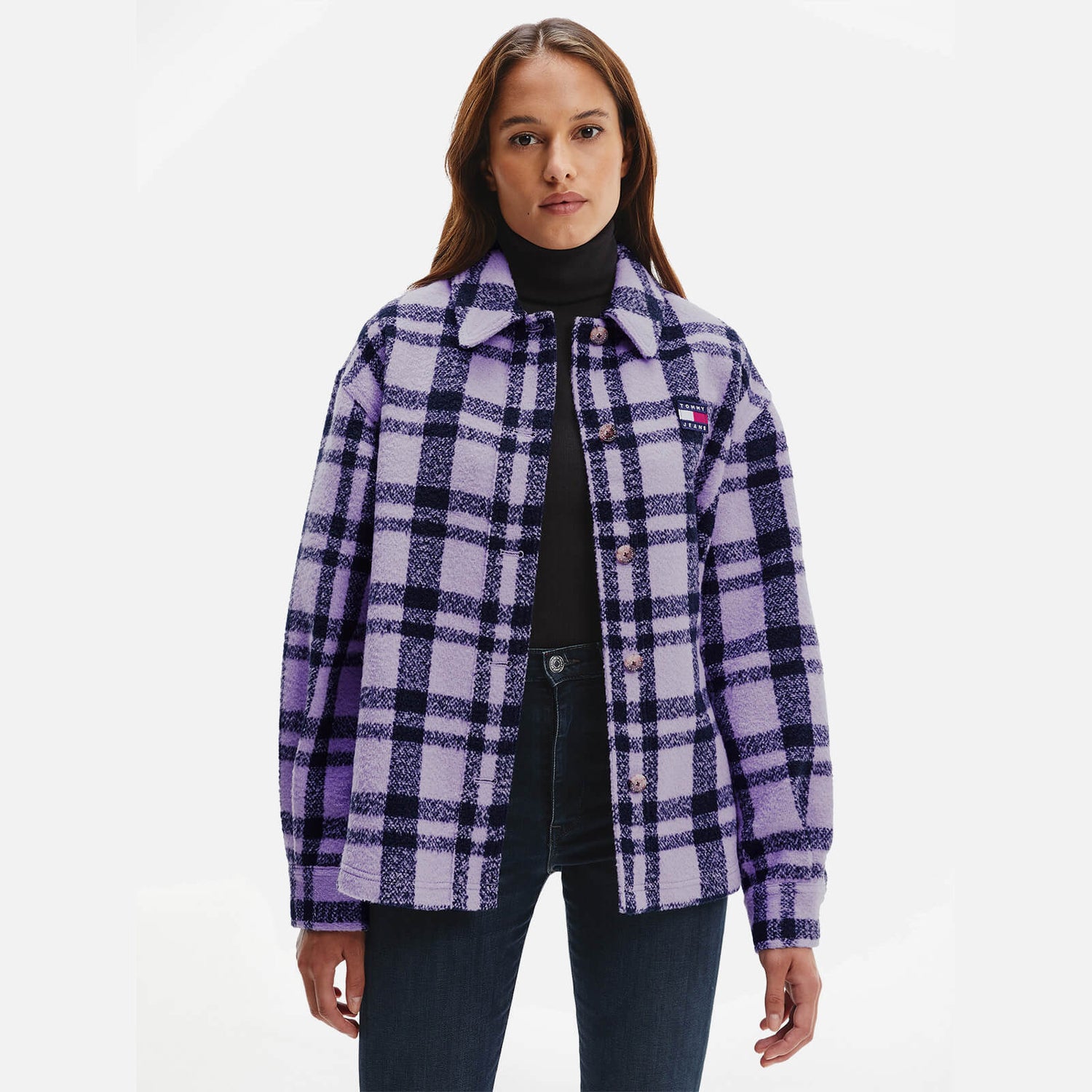 Tommy Jeans Women's Tjw Bright Check Overshirt - Violet Plaid