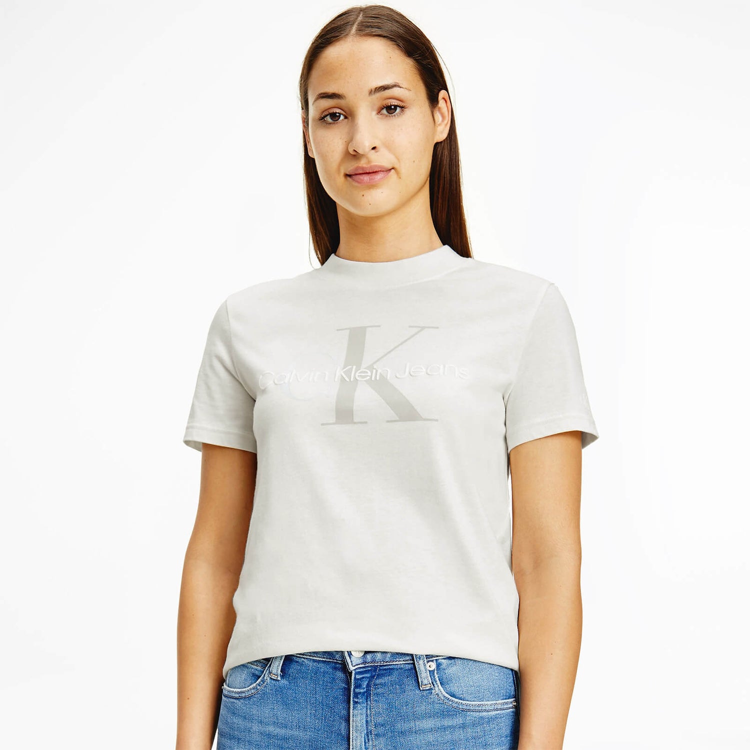 Calvin Klein Jeans Women's Two Tone Monogram Regular T-Shirt - Tofu - XS