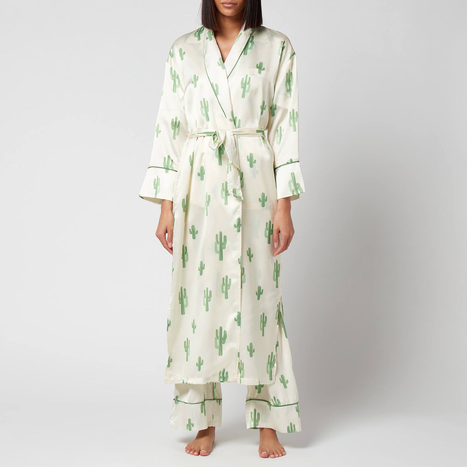 Never Fully Dressed Women's Cactus Satin Dressing Gown - White