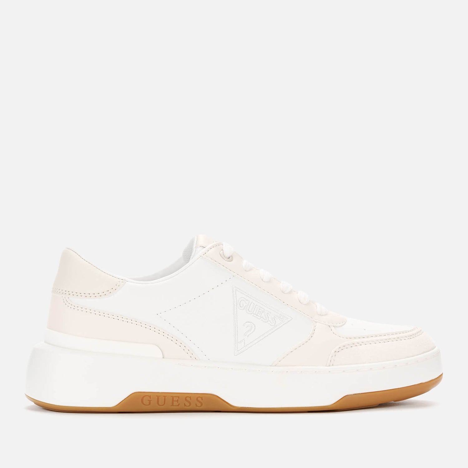 Guess Women's Miles Leather Basket Trainers - White/Cream