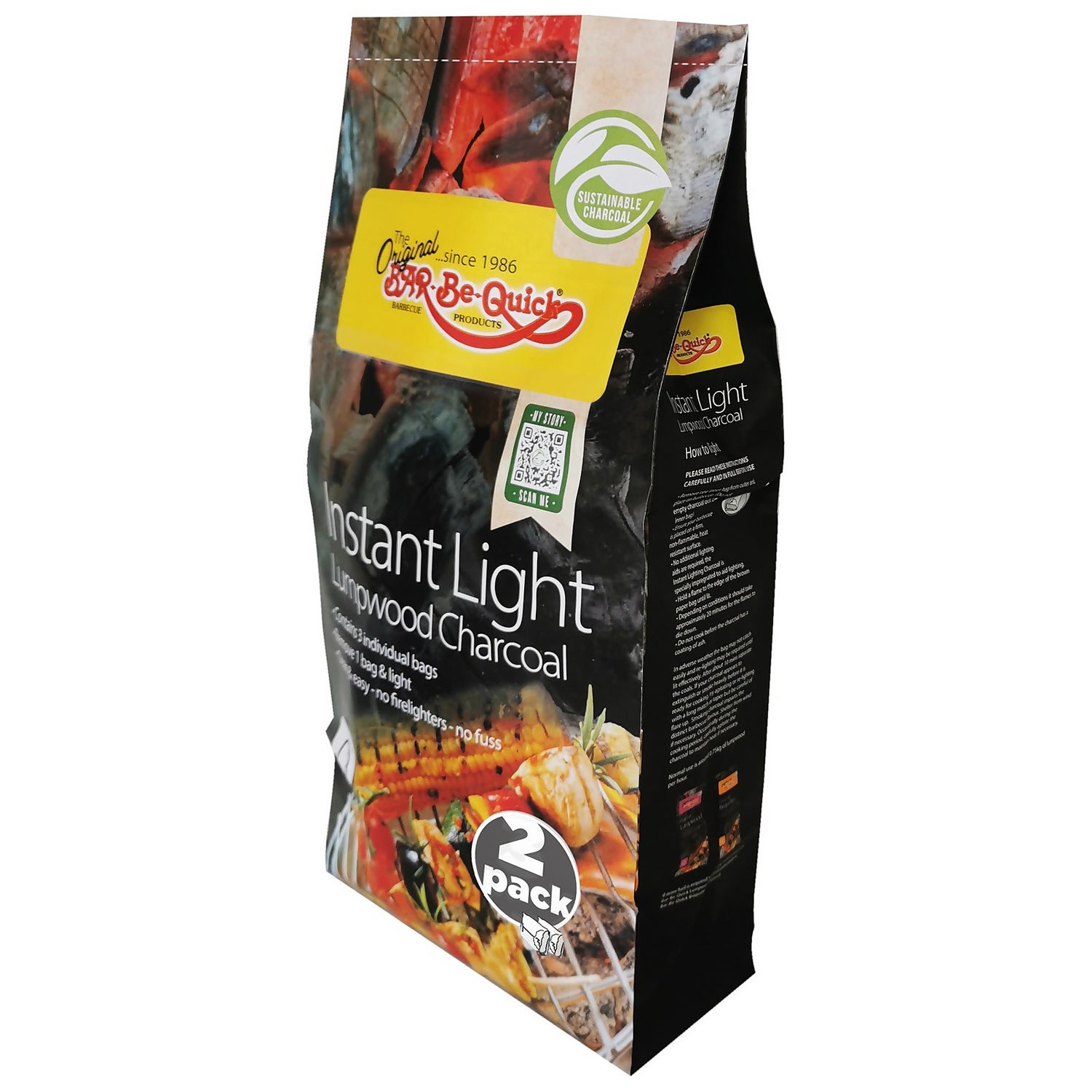Bar Be Quick Instant Light Charcoal 2Pk Homebase