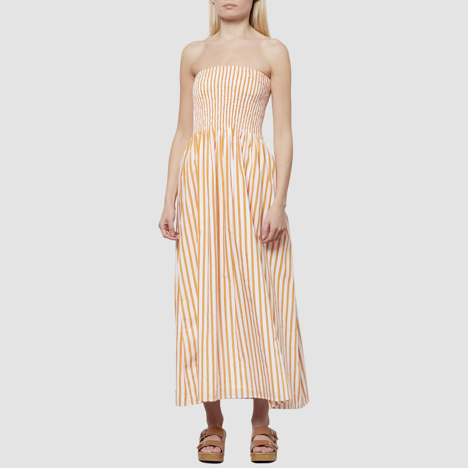 Faithfull The Brand Women's Madella Midi Dress - Martie Stripe Print - Tangerine - L