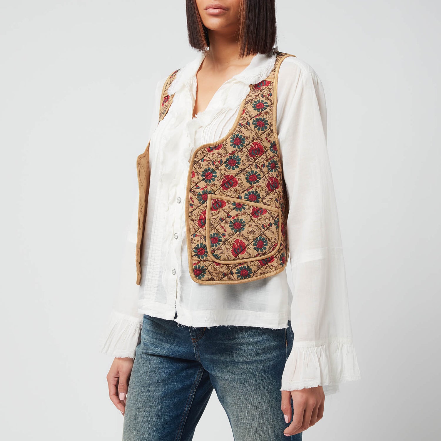 Free People Women's Kenzie Quilted Vest - Sand Combo - XS