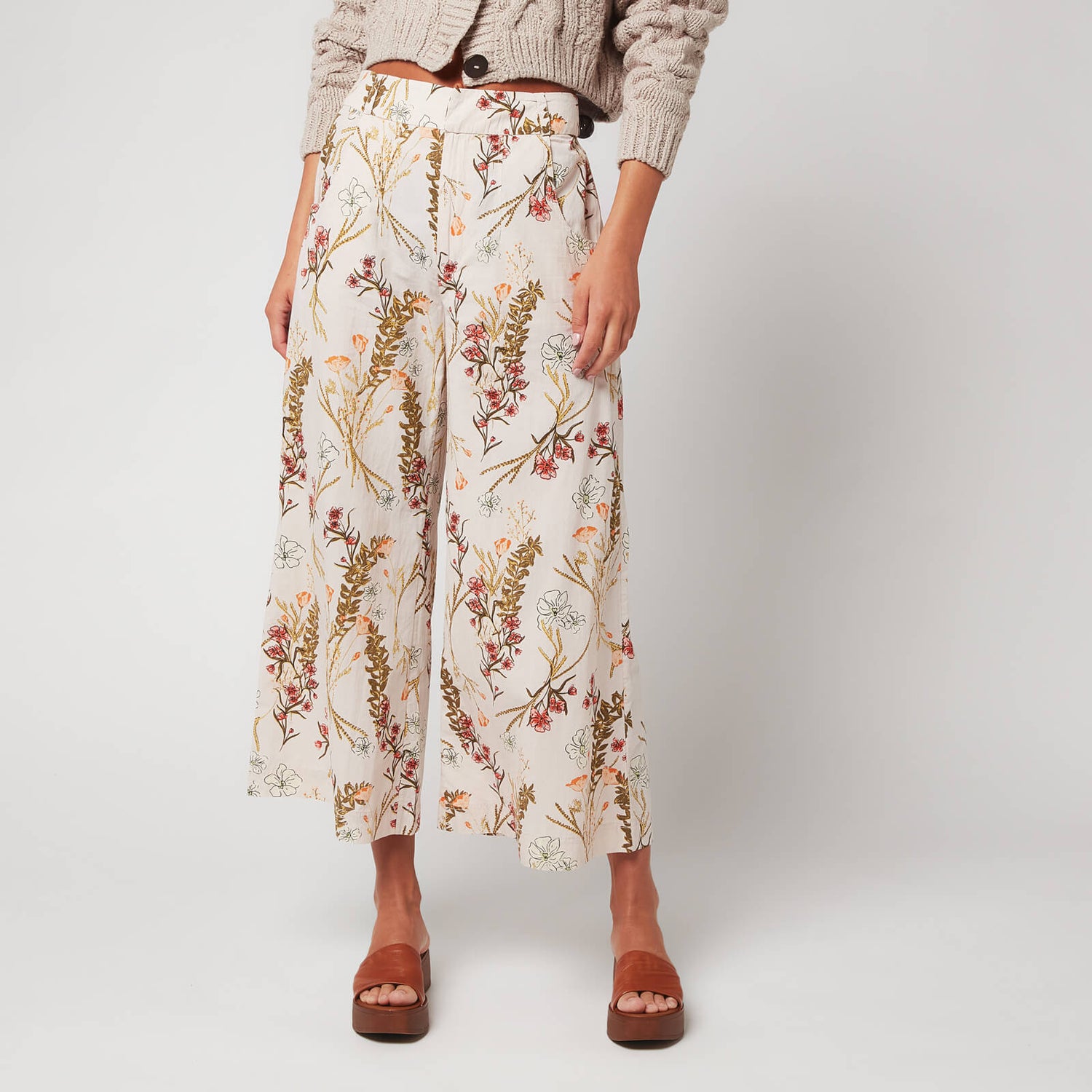 Free People Women's Menocra Cropped Trousers - Taupe Combo - UK 8