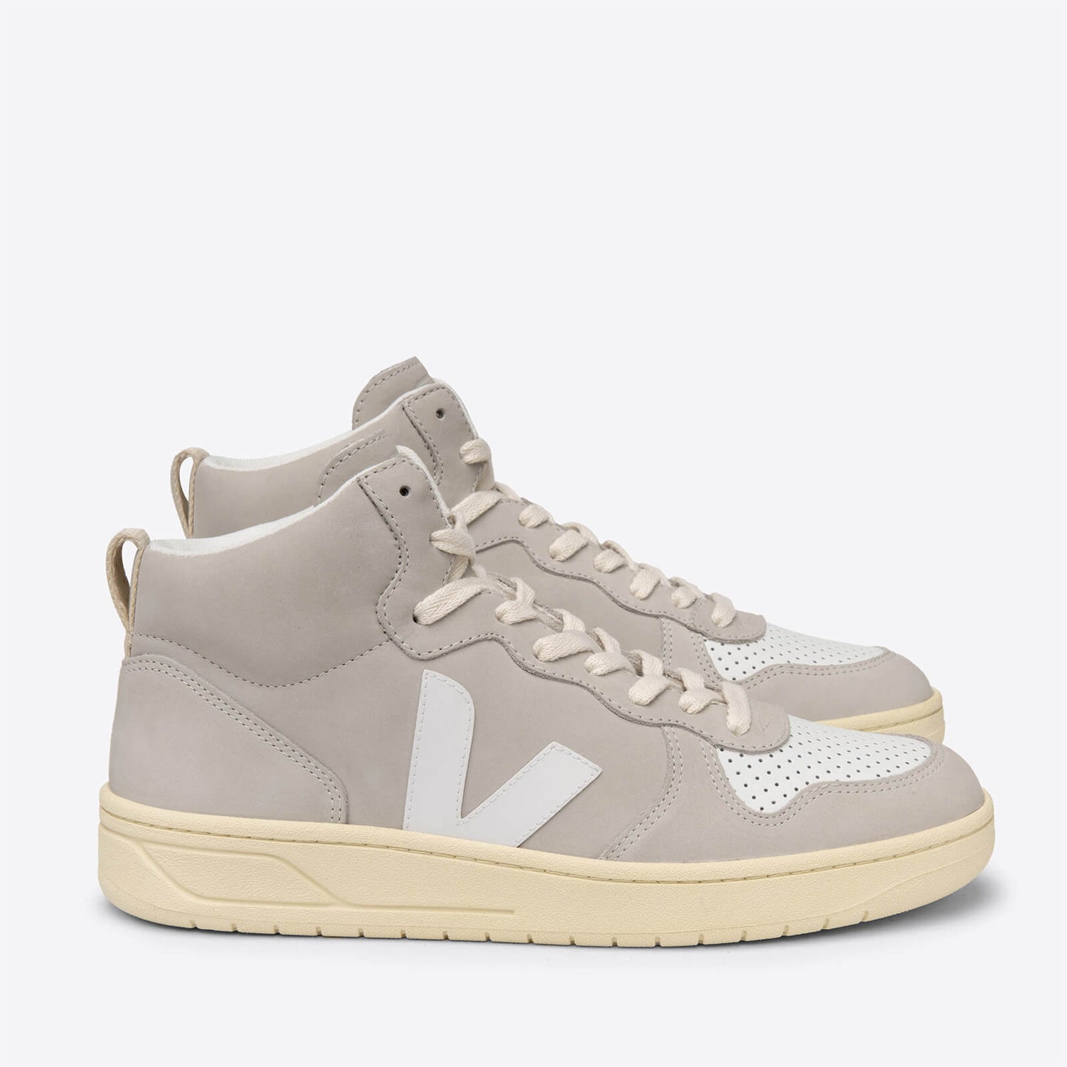 Veja Women's V-15 Leather Hi-Top Trainers - Extra White/Natural - UK 2