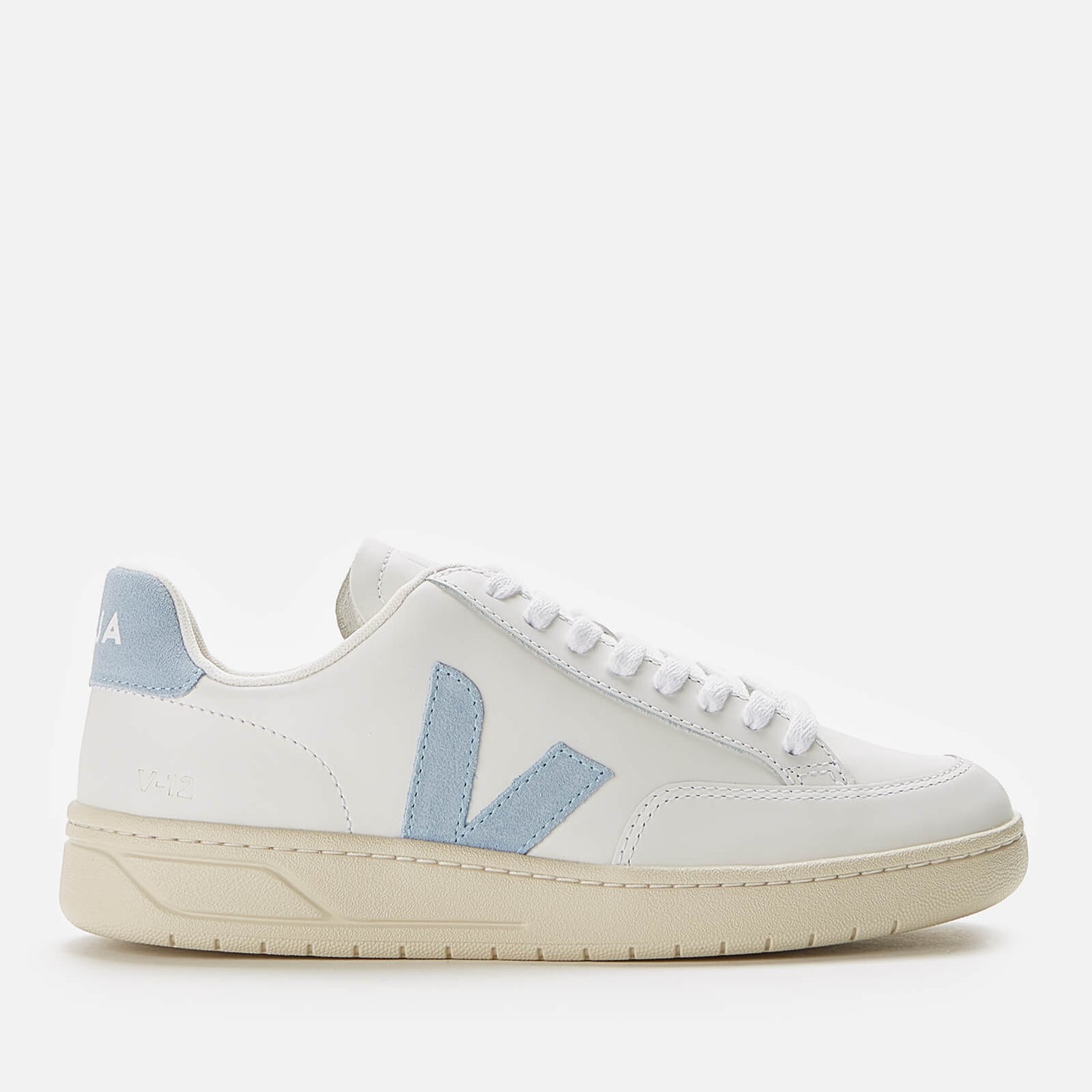 Veja Women's V-12 Leather Trainers - Extra White/Steel - UK 2