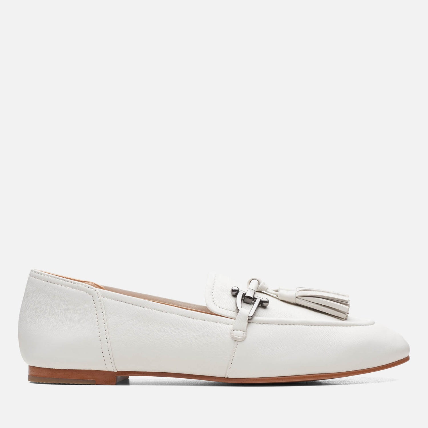 Clarks Women's Pure 2 Tassle Leather Loafers - White
