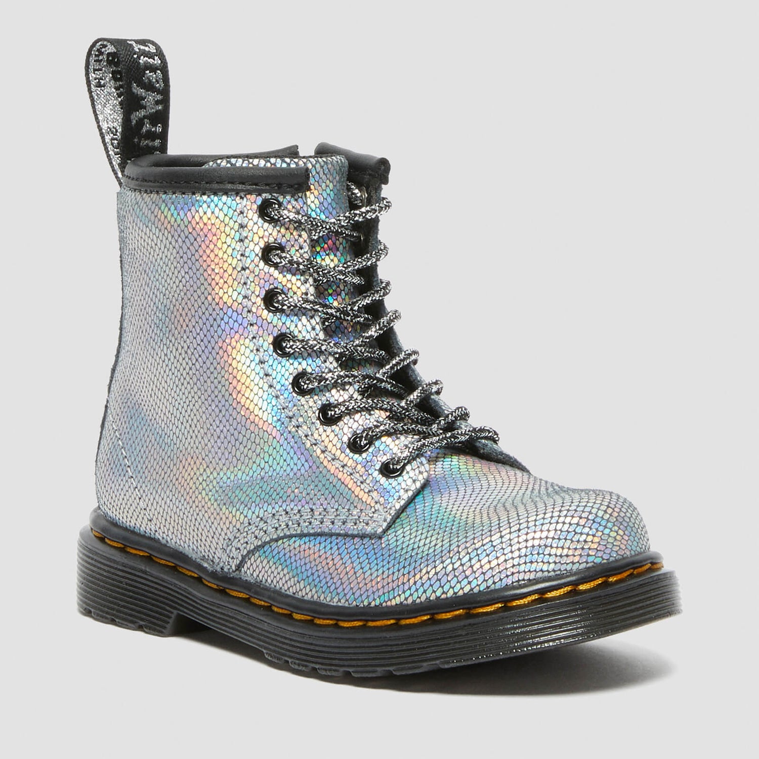 Dr. Martens Toddlers' 1460 T Iridescent Reptile Boots - Silver - UK 5.5 Toddler