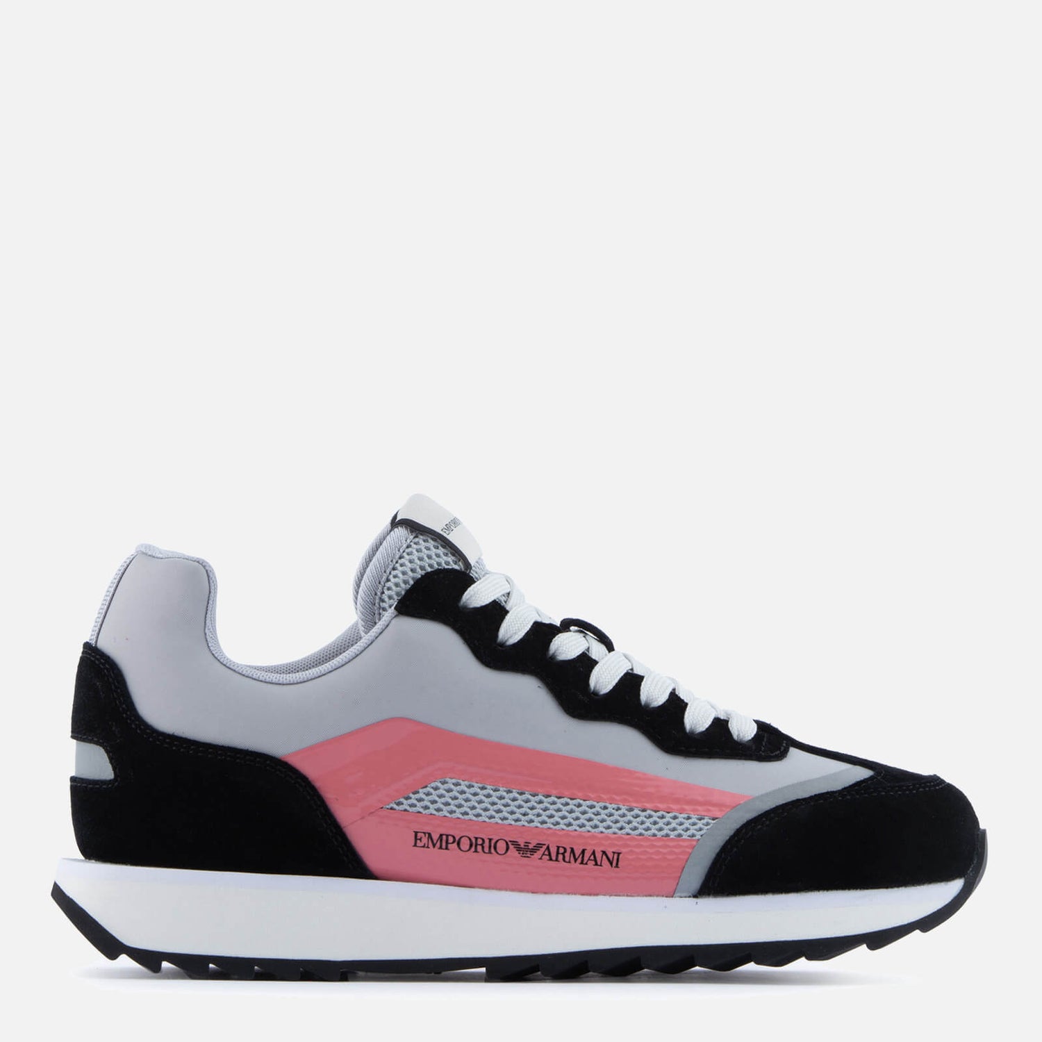 Emporio Armani Women's Abby B Suede Running Style Trainers - Black/Pearl - UK 3