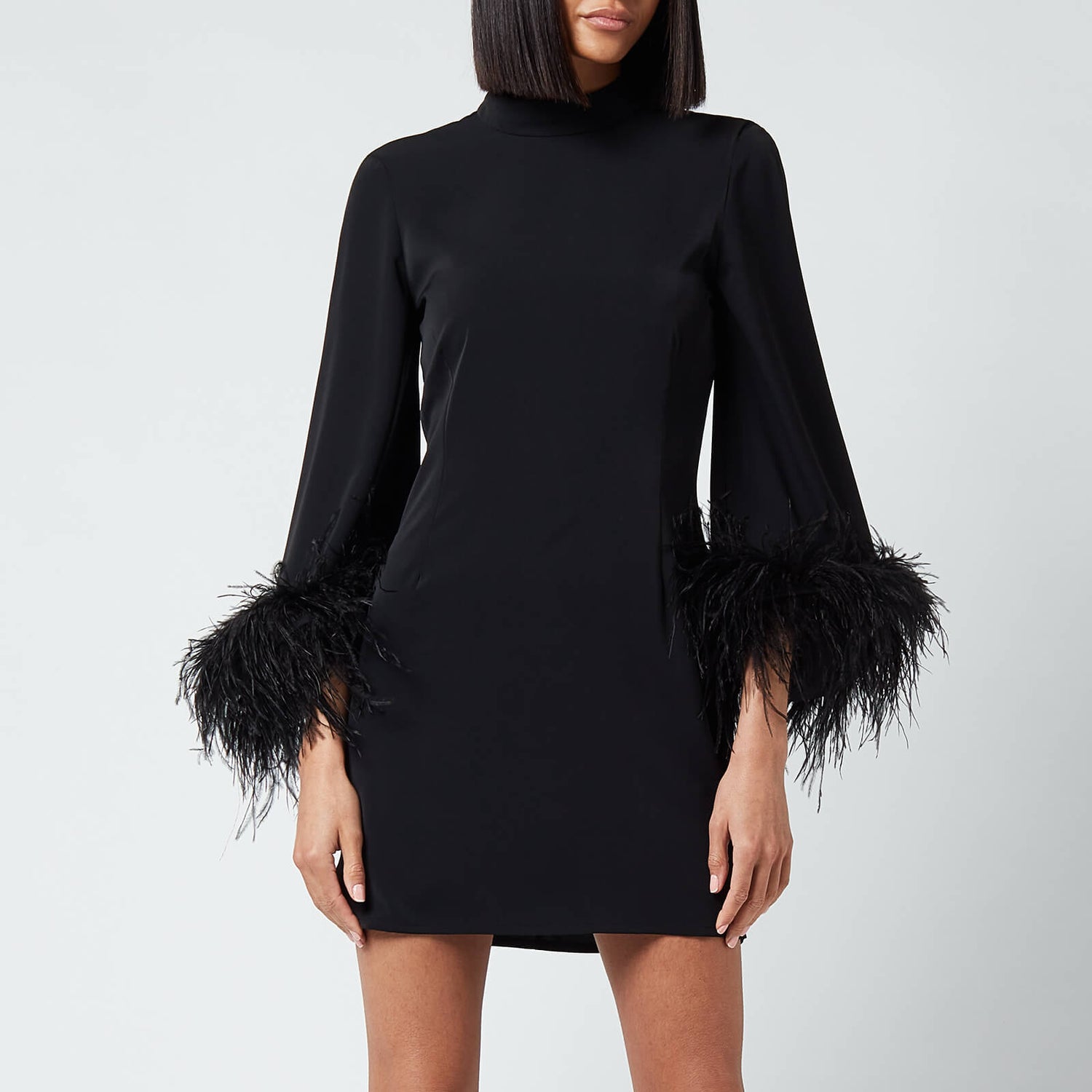 De La Vali Women's Hollywood Dress - Black With Feather Cuff - UK 8