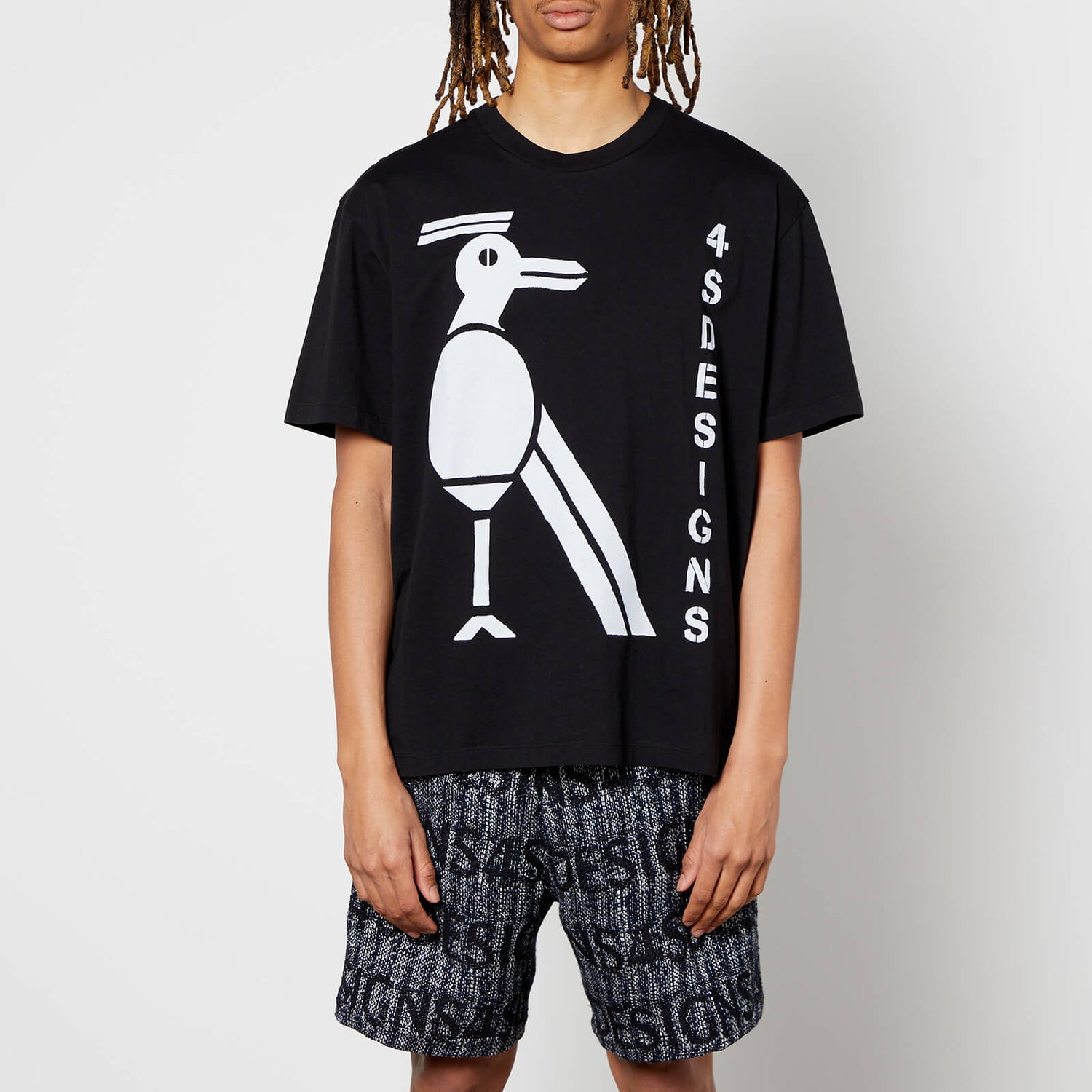 4SDesigns Men's Black Bird Motif T-Shirt - Black - S