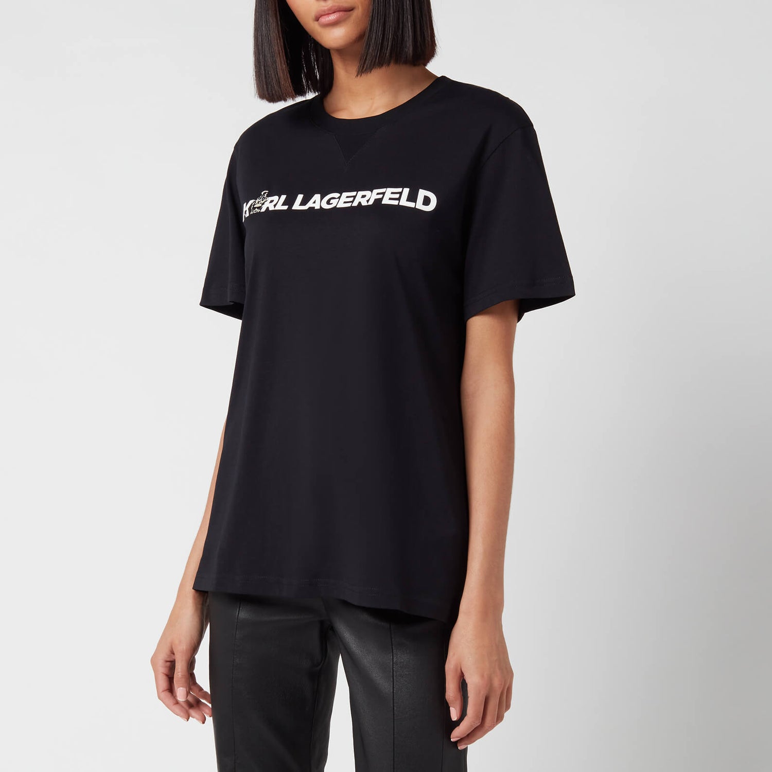 KARL LAGERFELD Women's Unisex Ikonik Animal Logo T-Shirt - Black - XS
