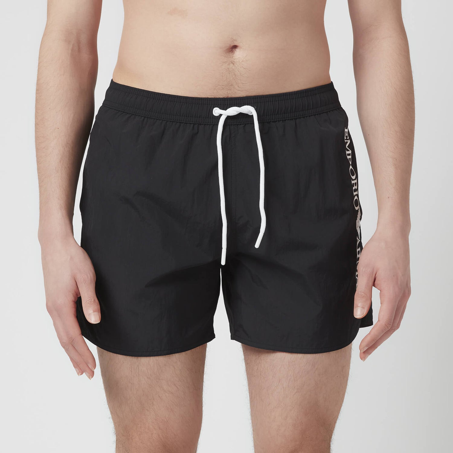 Emporio Armani Men's Embroidered Logo Swim Shorts - Black - IT 48/M