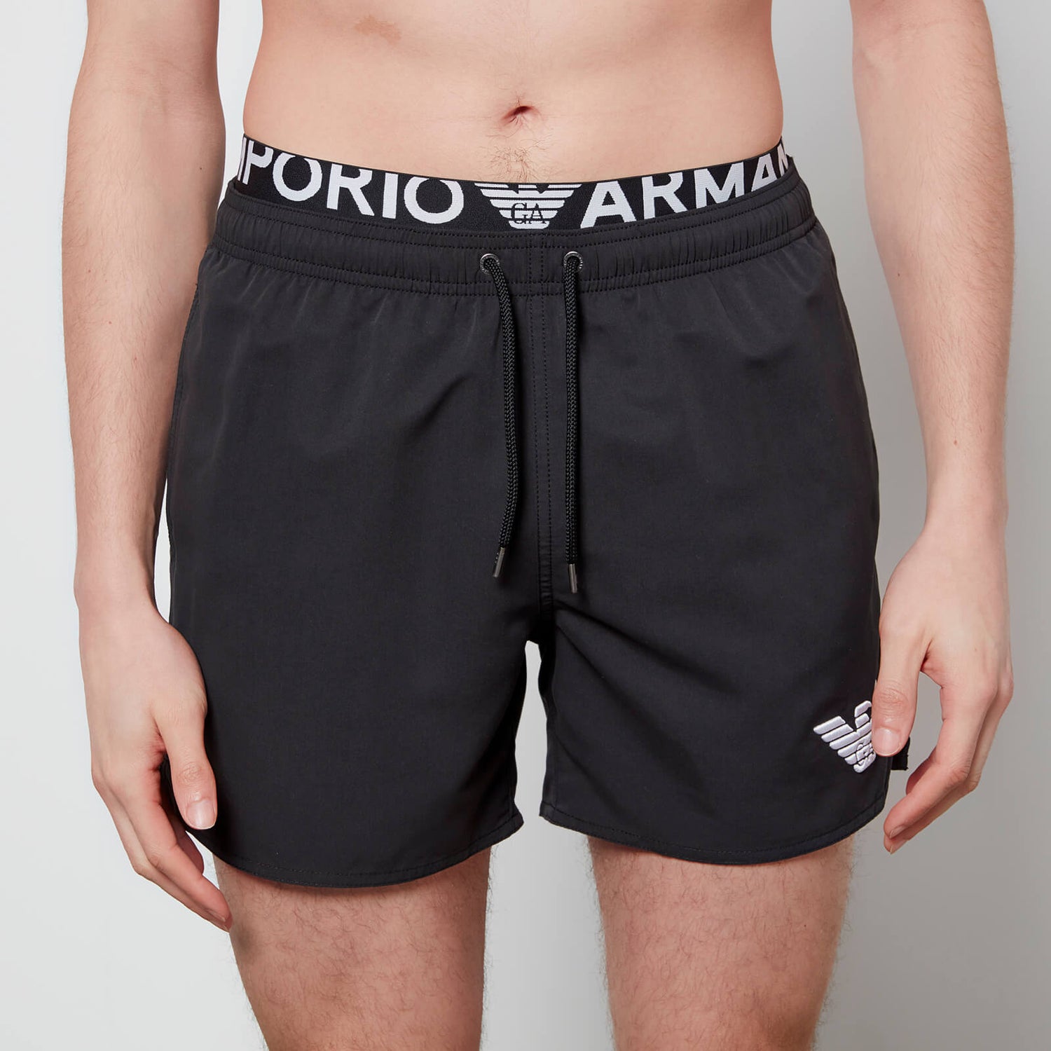 Emporio Armani Men's Logo Band Swim Shorts - Black - IT 48/M