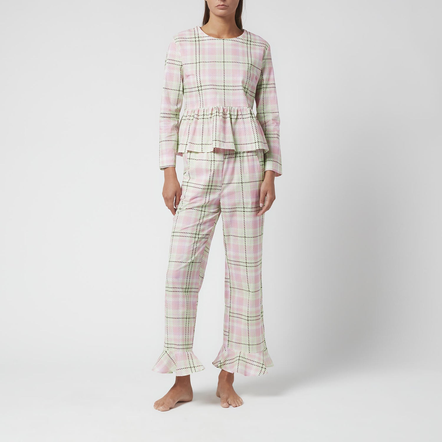 Olivia Rubin Women's Marianne Pyjamas - Pink Green Check - S