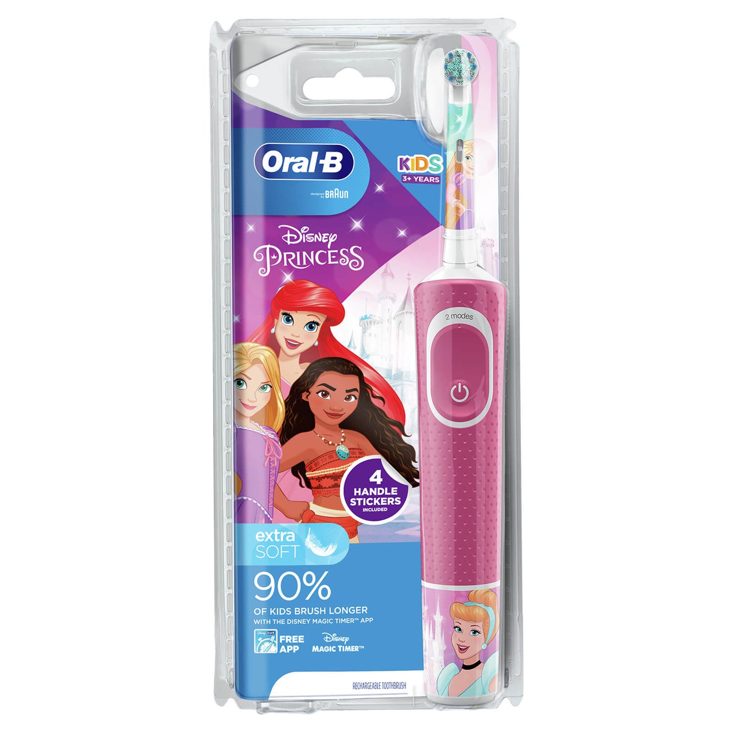 Oral-B Kids Disney Princesses Electric Rechargeable Toothbrush for Ages 3+, Christmas Gift