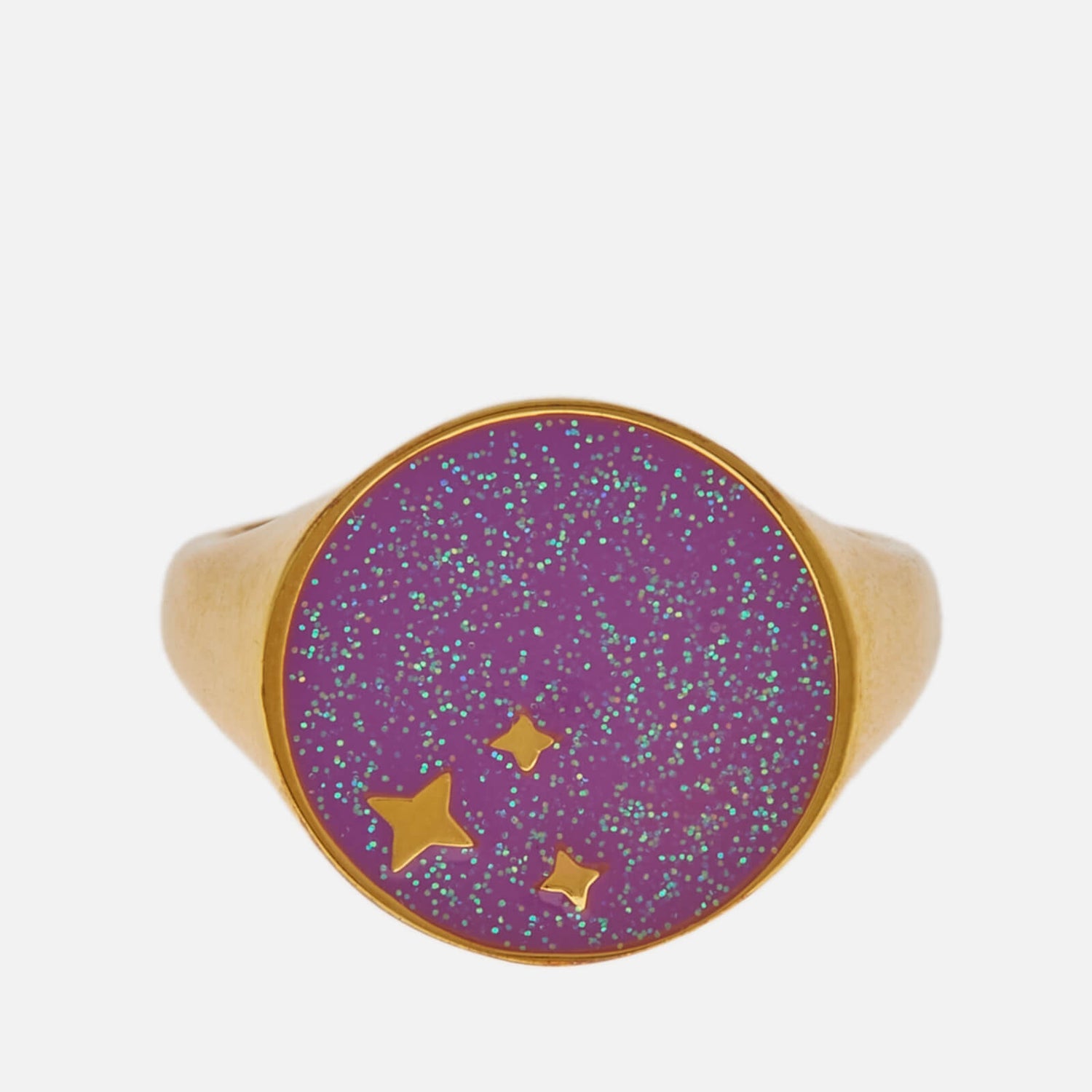 July Child Mystic Meg Gold-Tone and Glittered Resin Ring