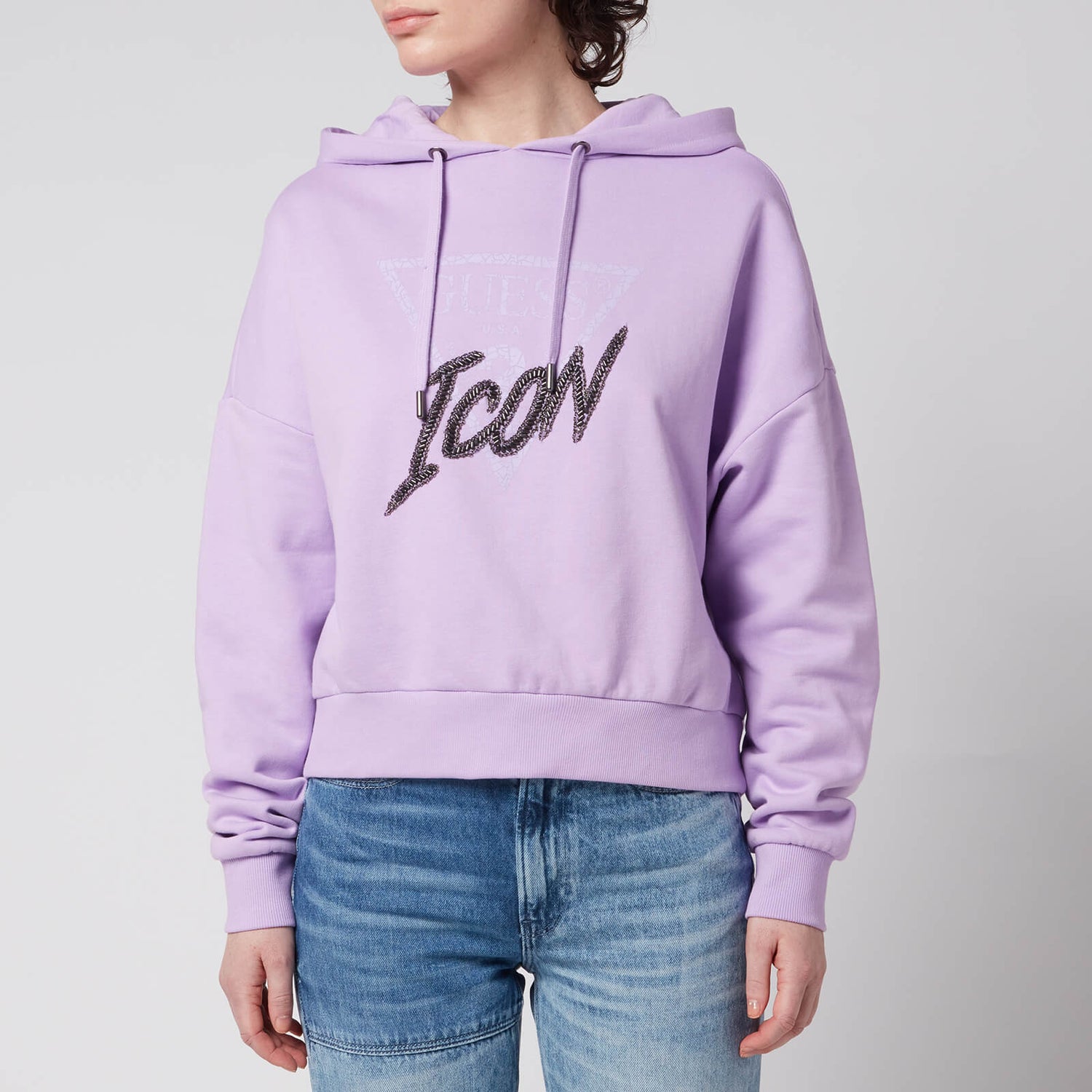Guess Women's Icon Hood Sweatshirt - Fresh Lilac