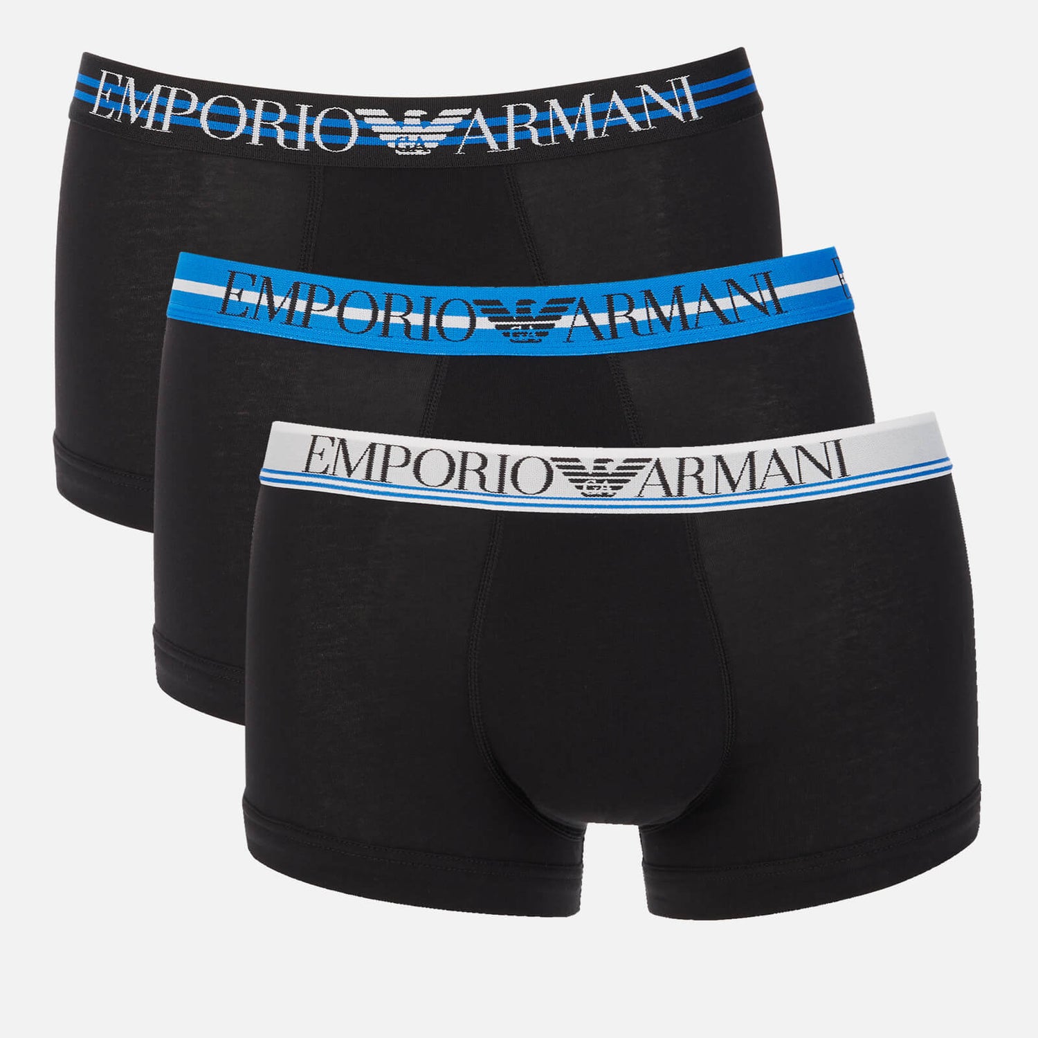 Emporio Armani Men's 3-Pack Mixed Waistband Trunks - Black - S