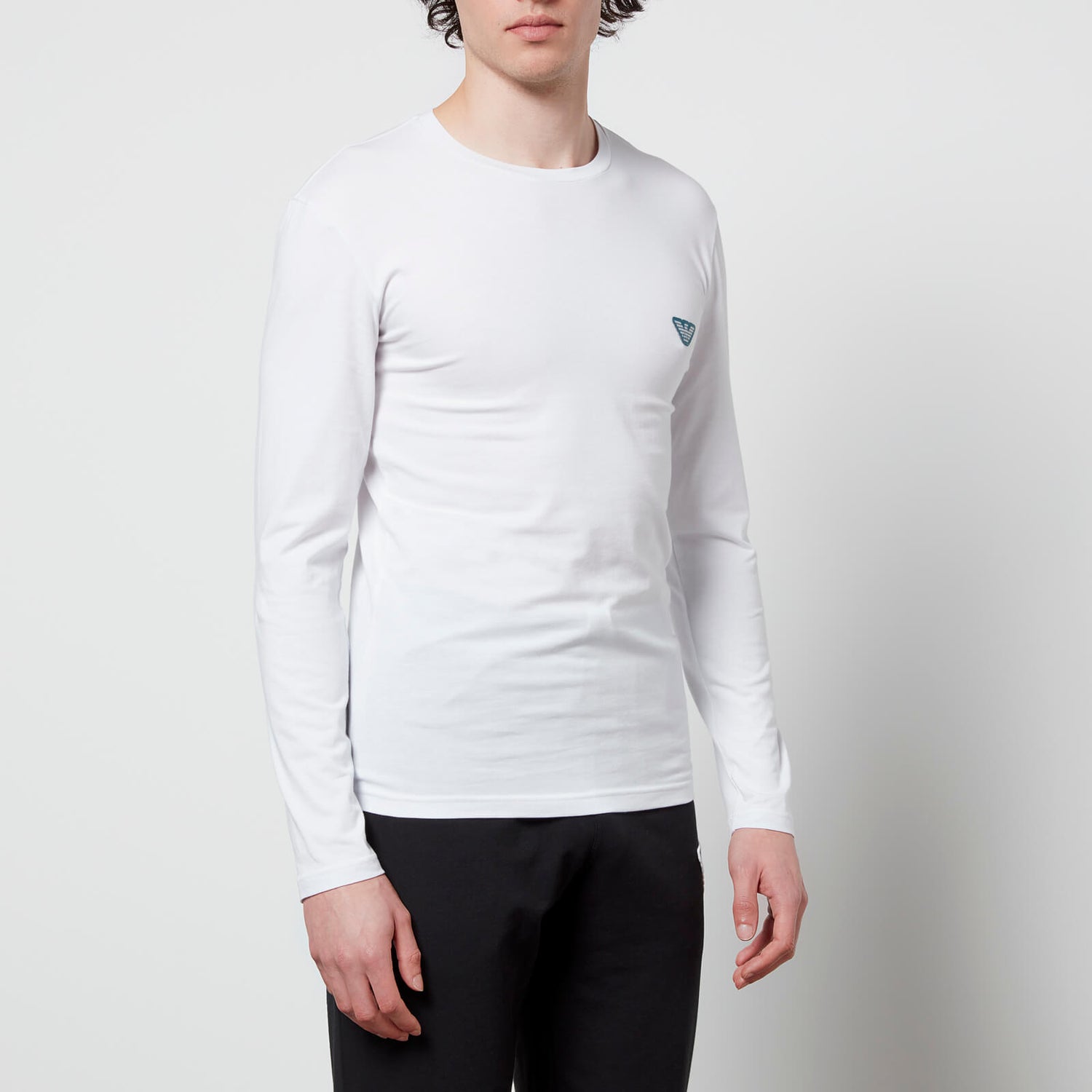 Emporio Armani Men's Shiny Logoband Longsleeve T-Shirt - White