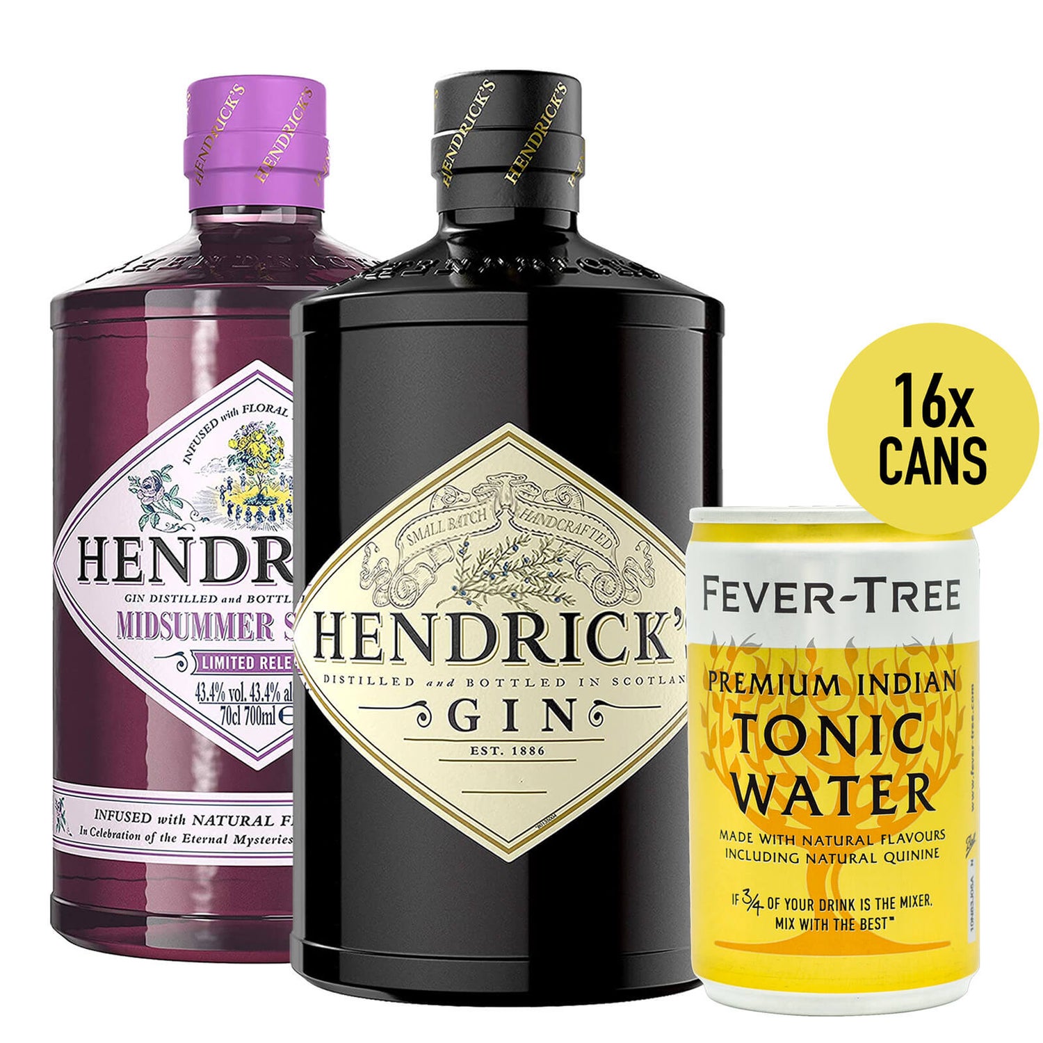 Hendrick's Gin and Tonic Party Bundle - Hendrick's Original, Hendrick's Midsummer Solstice and Fever Tree Tonic Water